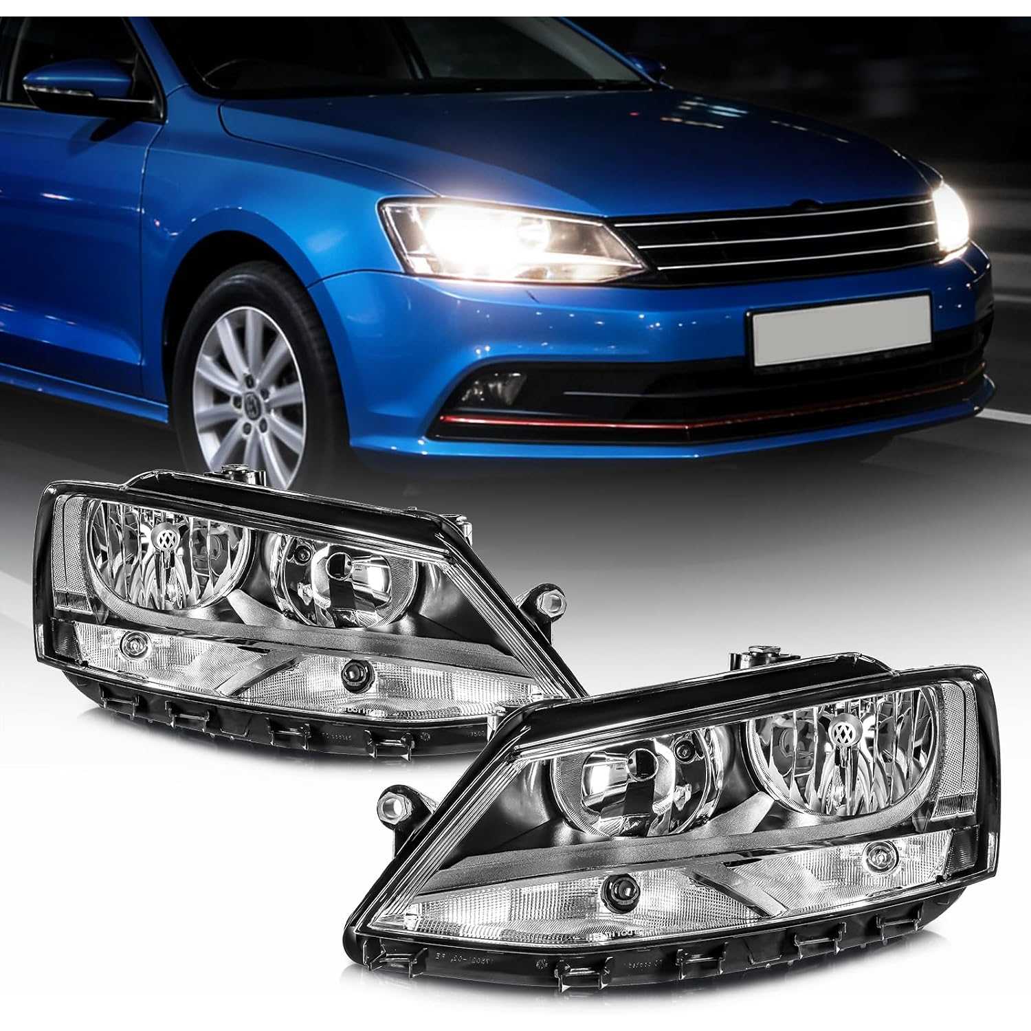 Headlights Assembly Compatible with 2011-2018 Volkswagen Jetta, OE Headlamp Assembly