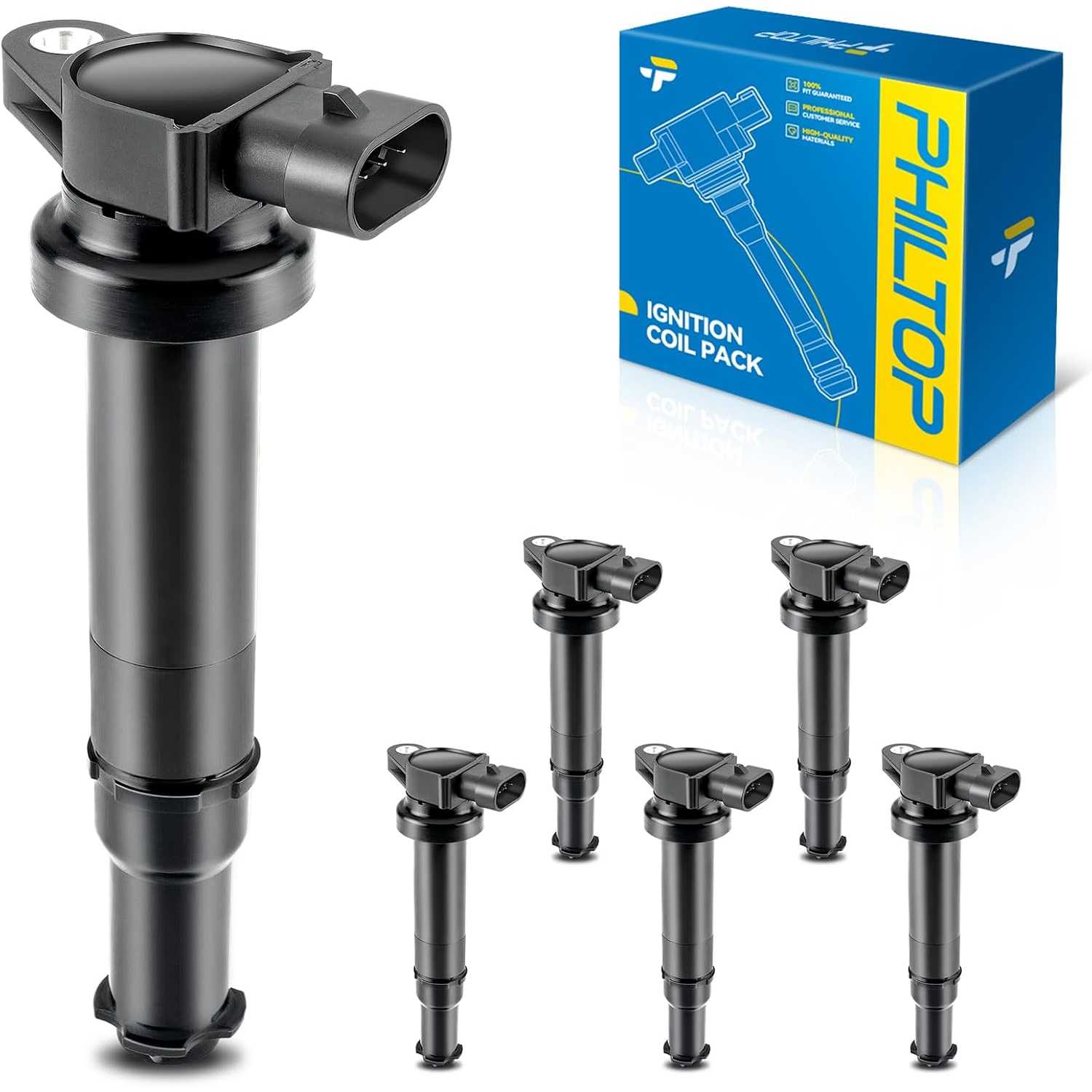 6 Packs Ignition Coil UF554 Fit for Kia Optima 2006 Hyundai Santa Fe 2007 2008 2009 V6 2.7L Replacement for UF554