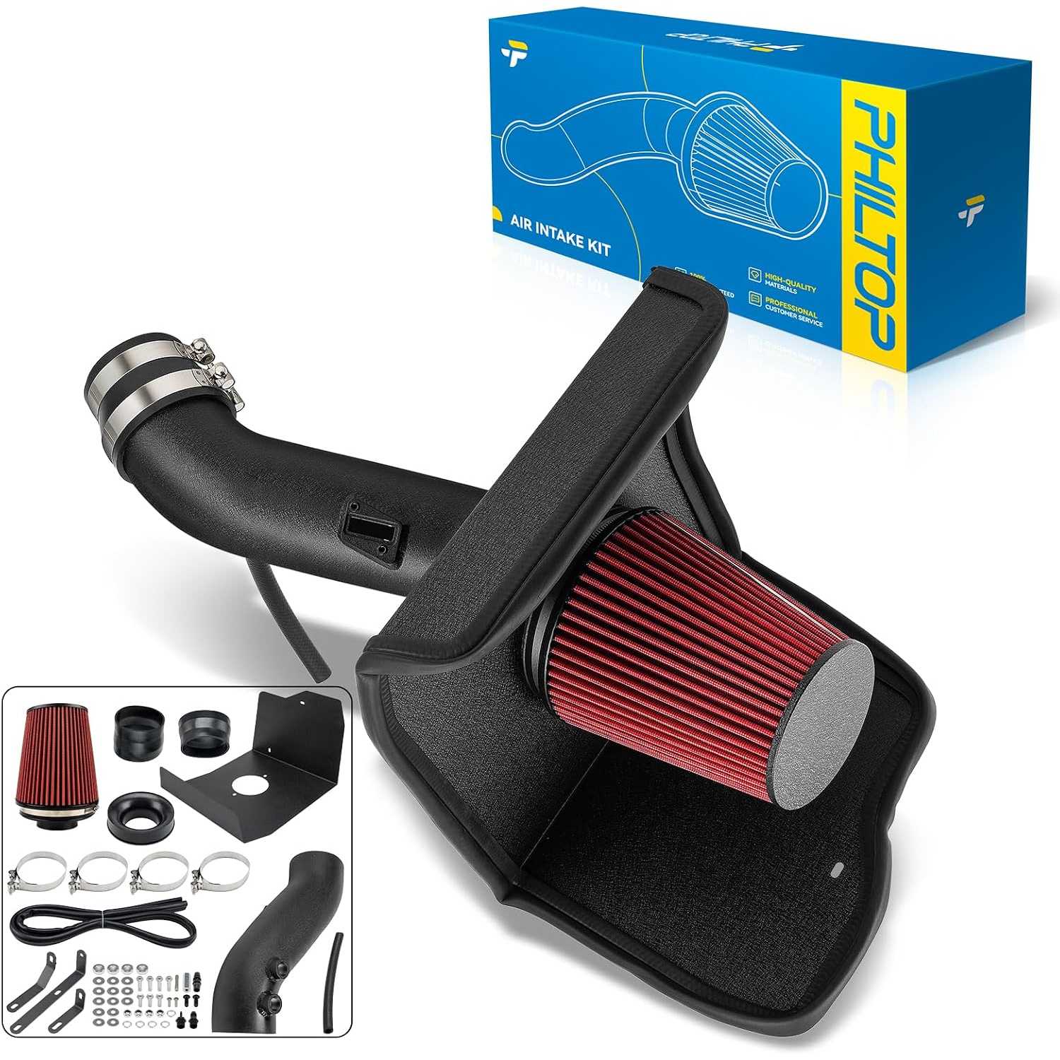 3.75" Cold Air Intake Kit System + Heat Shield Compatible with Toyota for 2012-2019 Tundra 5.7L, 2020-2021 Tundra