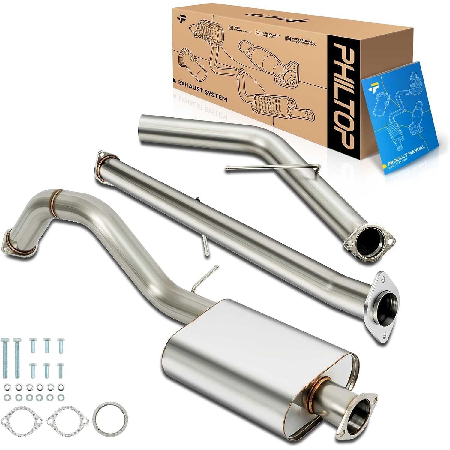 Cat-Back System, Stainless Steel Cat Back Exhaust System Fit for 2000-2005 Chevrolet Suburban 1500