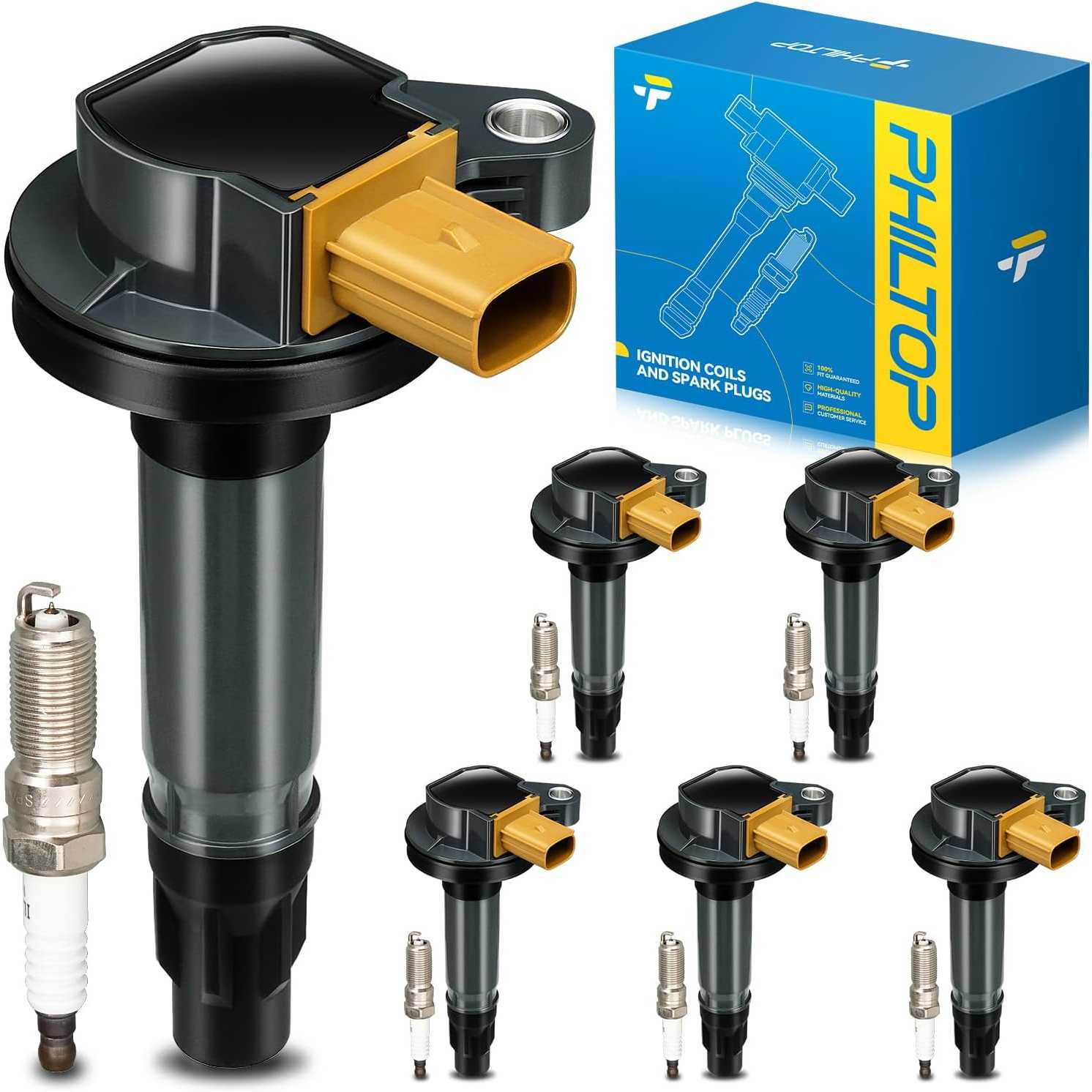 Ignition Coil Pack and Iridium Spark Plugs Fits for Ford 2011-2016 F-150 3.5T, 2013-2019 Explorer 3.5T