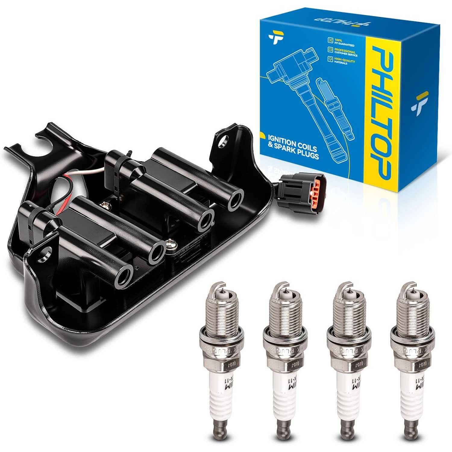Ignition Coil Pack and Iridium Spark Plugs Fits for Mazda 1990-1993 Miata, 1PCS UF78