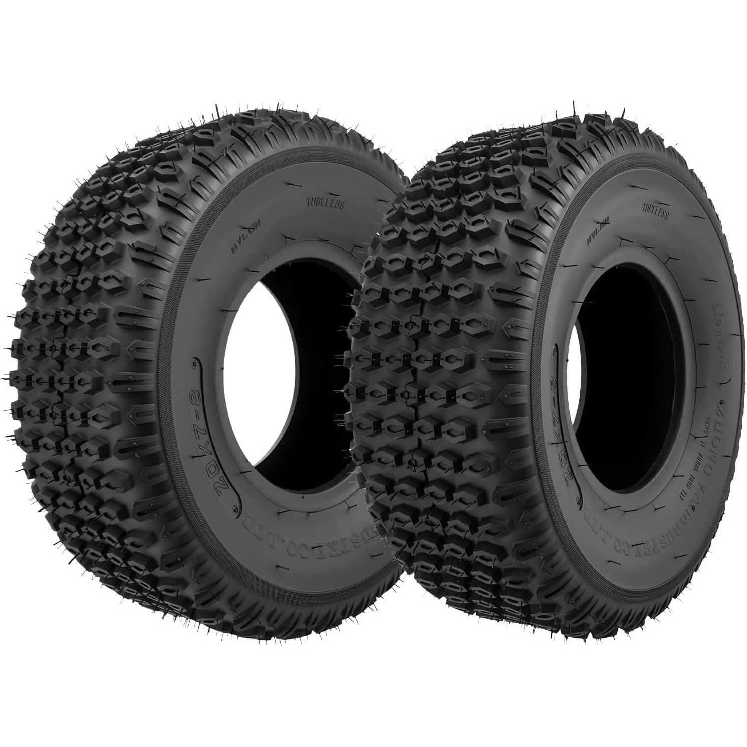 20x7-8 Lawn Mower Tires, 4-Ply Super Mud 20x7-8 ATV Tires for Riding Mowers, Golf Carts,2 Pcs,Tubeless (Z-106)
