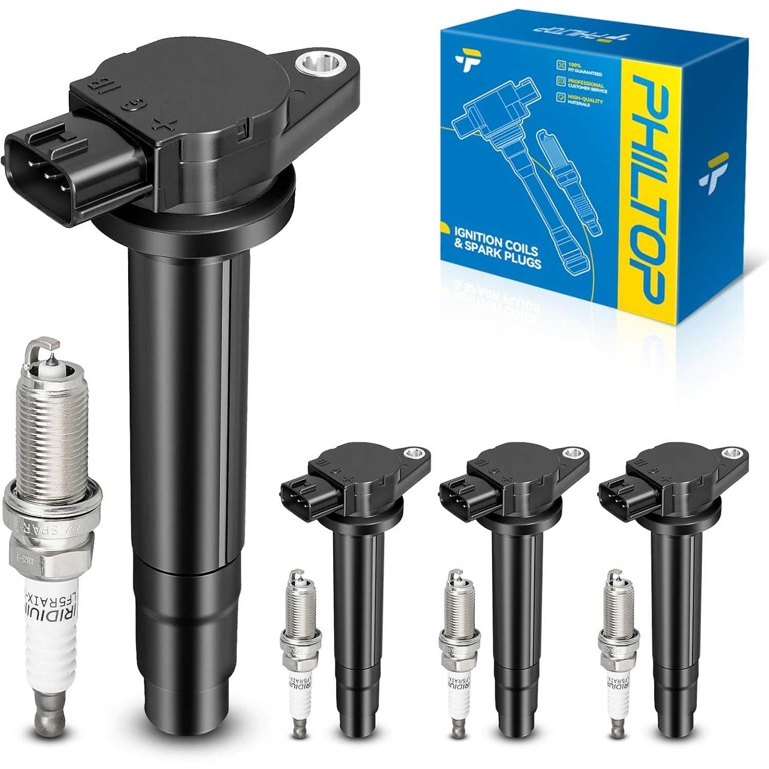 Ignition Coil Pack and Iridium Spark Plugs Fits for Nissan 2000-2002 Sentra 1.8L, 4PCS UF326