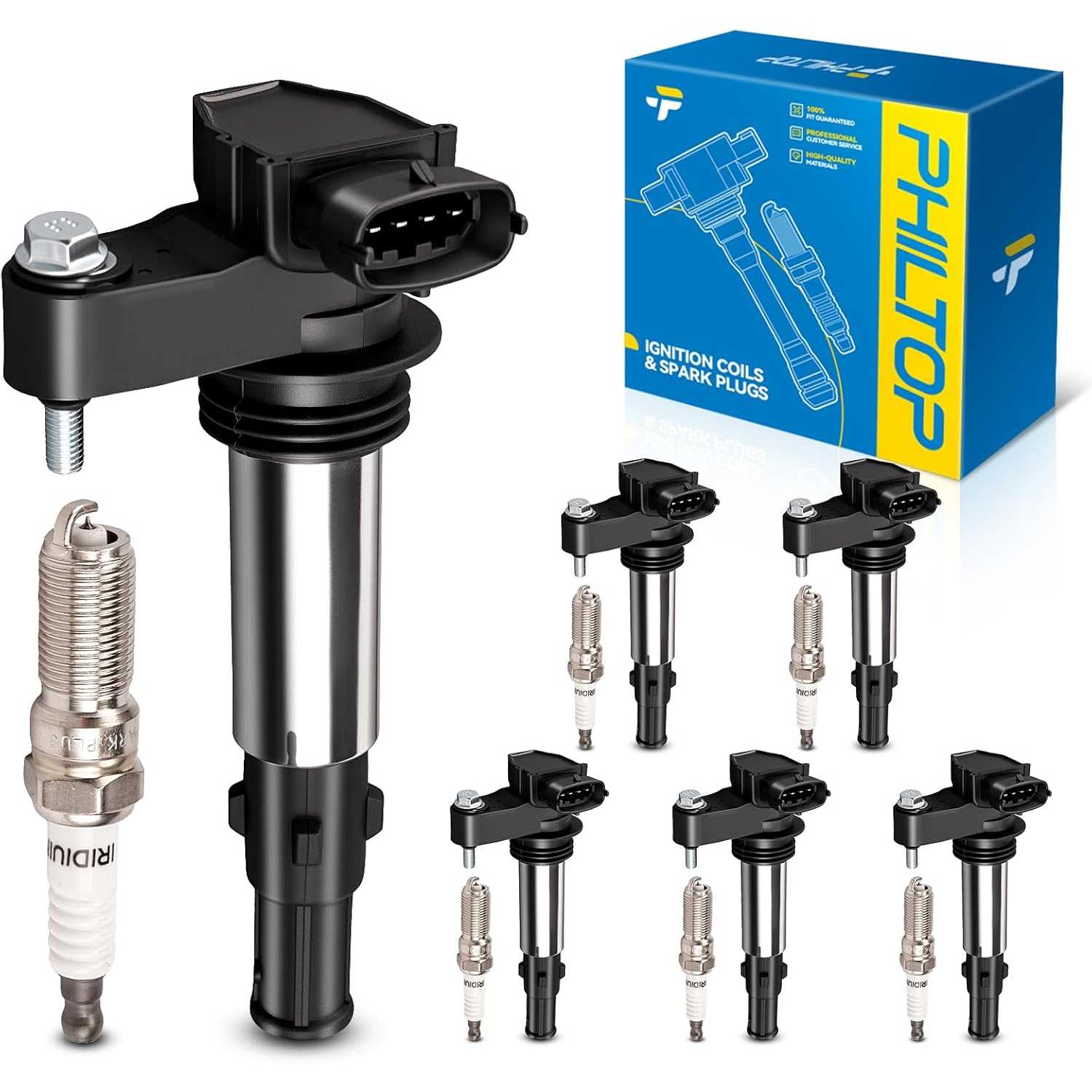 Ignition Coil Pack and Iridium Spark Plugs Fits for Cadillac 2004-2009 CTS 3.6L/2.8L, 2005-2009 STS, 2004-2006 SRX