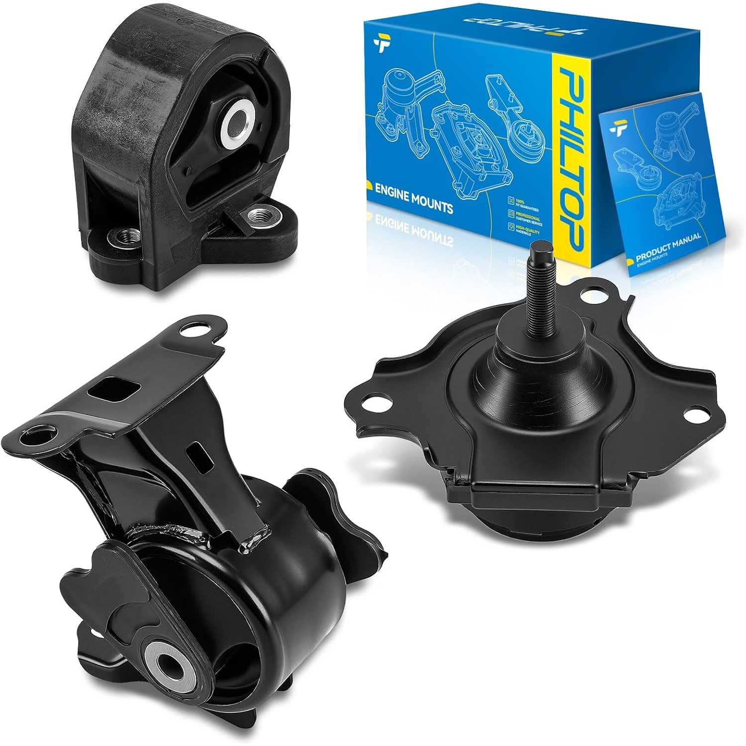 3PCS Engine Mounts fit for 2003-2005 Honda Civic 1.3L | A4503 A6588 EMTFM020, Transmission Mount, Front/Rear/Right