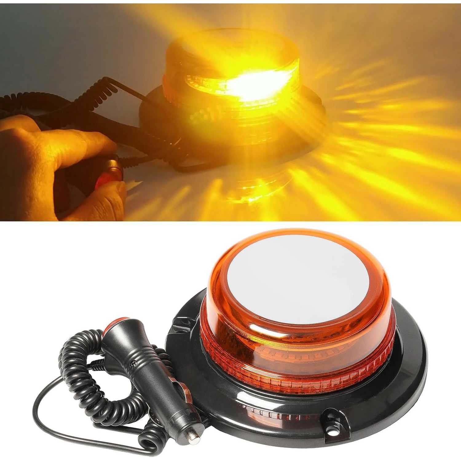 Rotating Strobe Light 30LED Amber Beacon Emergency Warning LightMagnetic/Screw installation Flashing Warning Beacon 1...