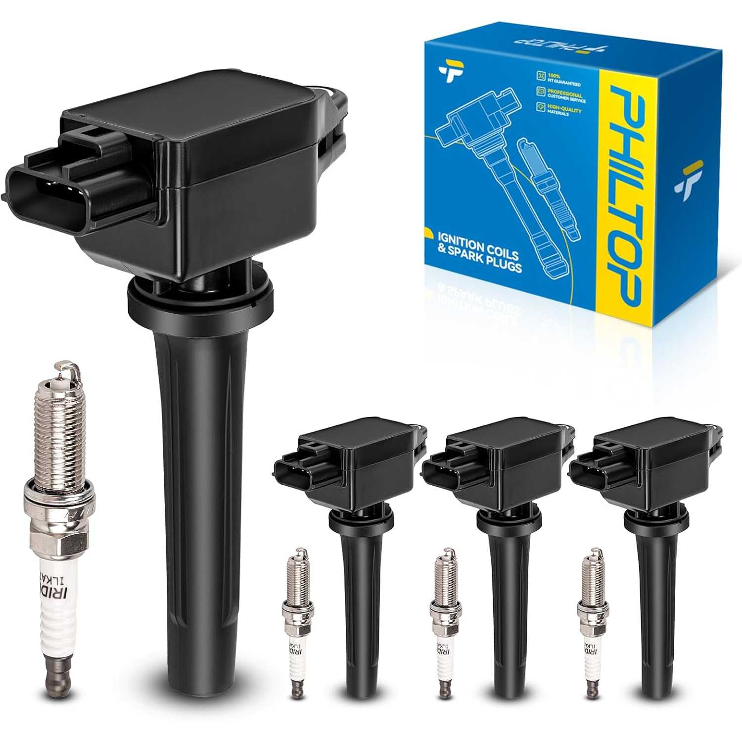 Ignition Coil Pack and Iridium Spark Plugs Fits for Toyota 2017-2018 Yaris iA, Scion 2016 iA, Toyota 2019 Yaris