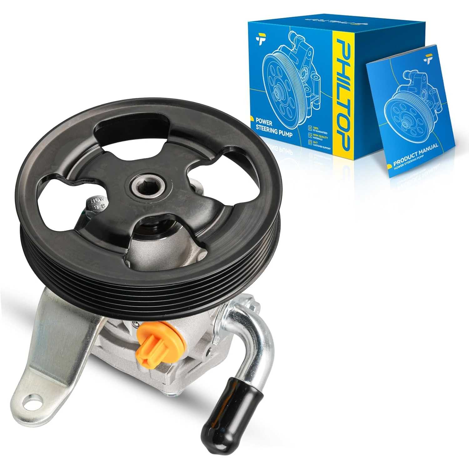 Power Steering Pump with Pulley, Compatible with 2003-2007 G35, 2003-2006 350Z, Replace # 49110AM605, 49110AM605