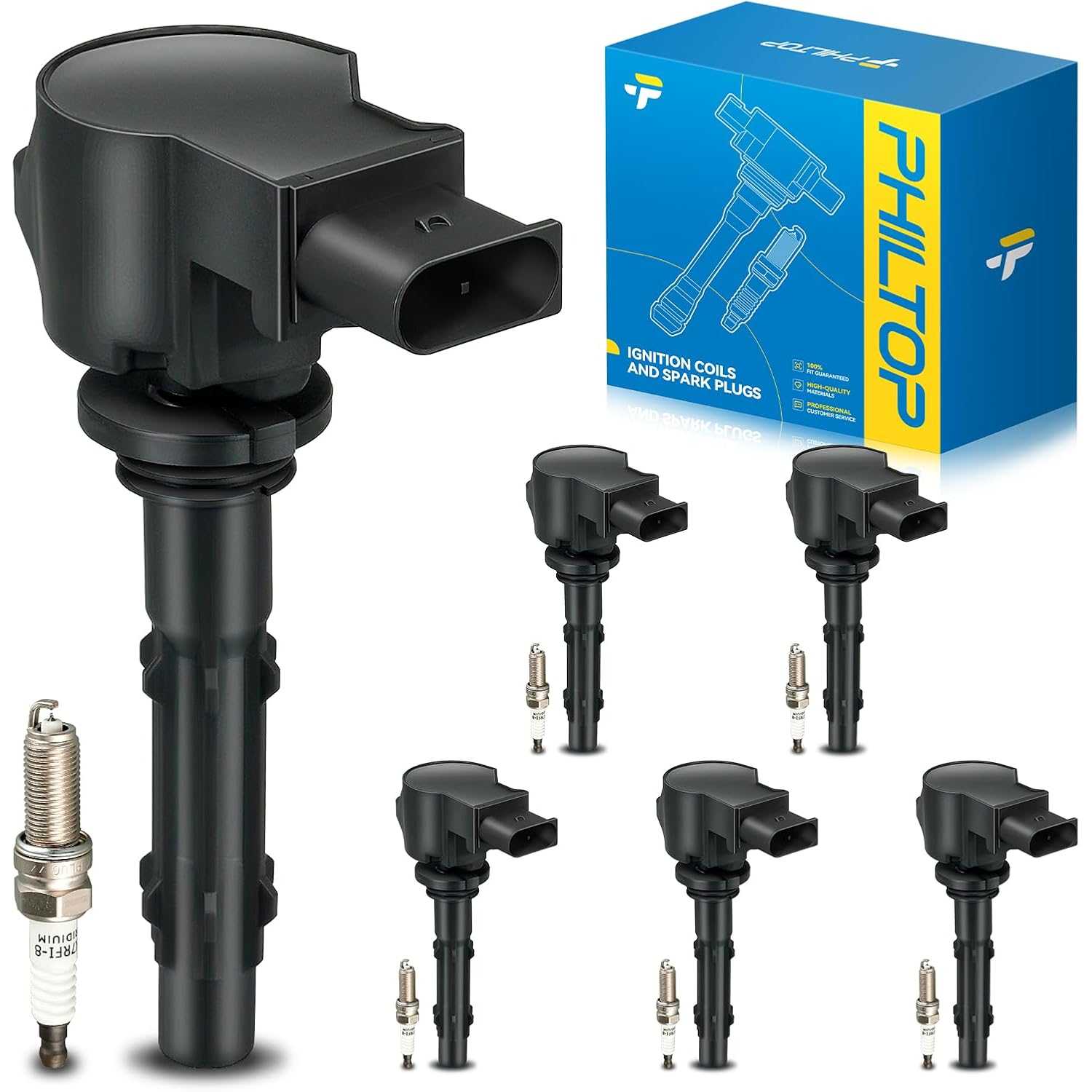 Ignition Coil Pack and Iridium Spark Plugs Fits for Benz 2008-2012 C300, 2006-2010 E350, 2010-2012 GLK350