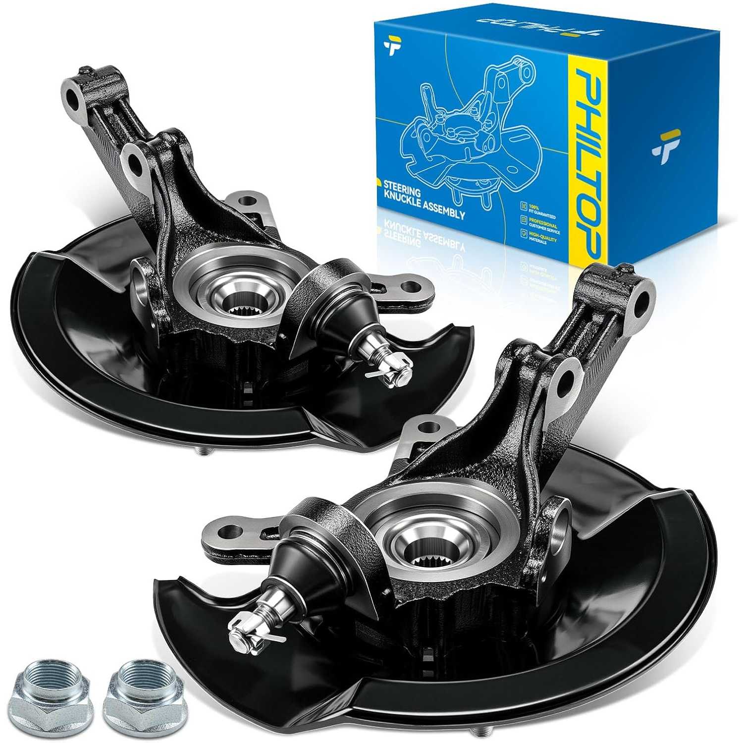 2 x Front steering knuckle and hub assembly Compatible with 2001-2002 Honda Civic,Passenger and Driver Side