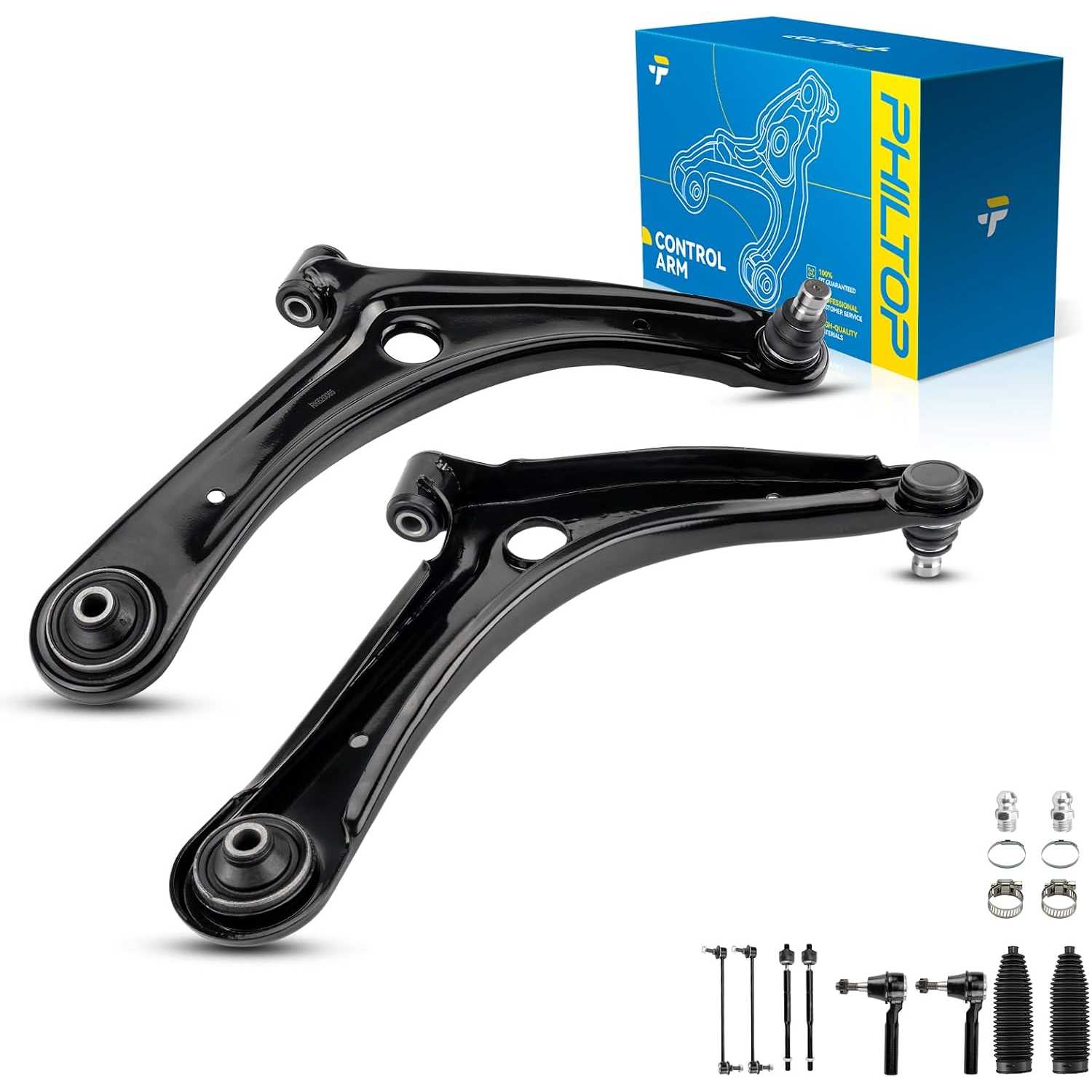 Front Suspension Kit Lower Control Arm w/Ball Joint & Sway Bar End Links & Tie Rod End Compatible with Jeep Patriot C...