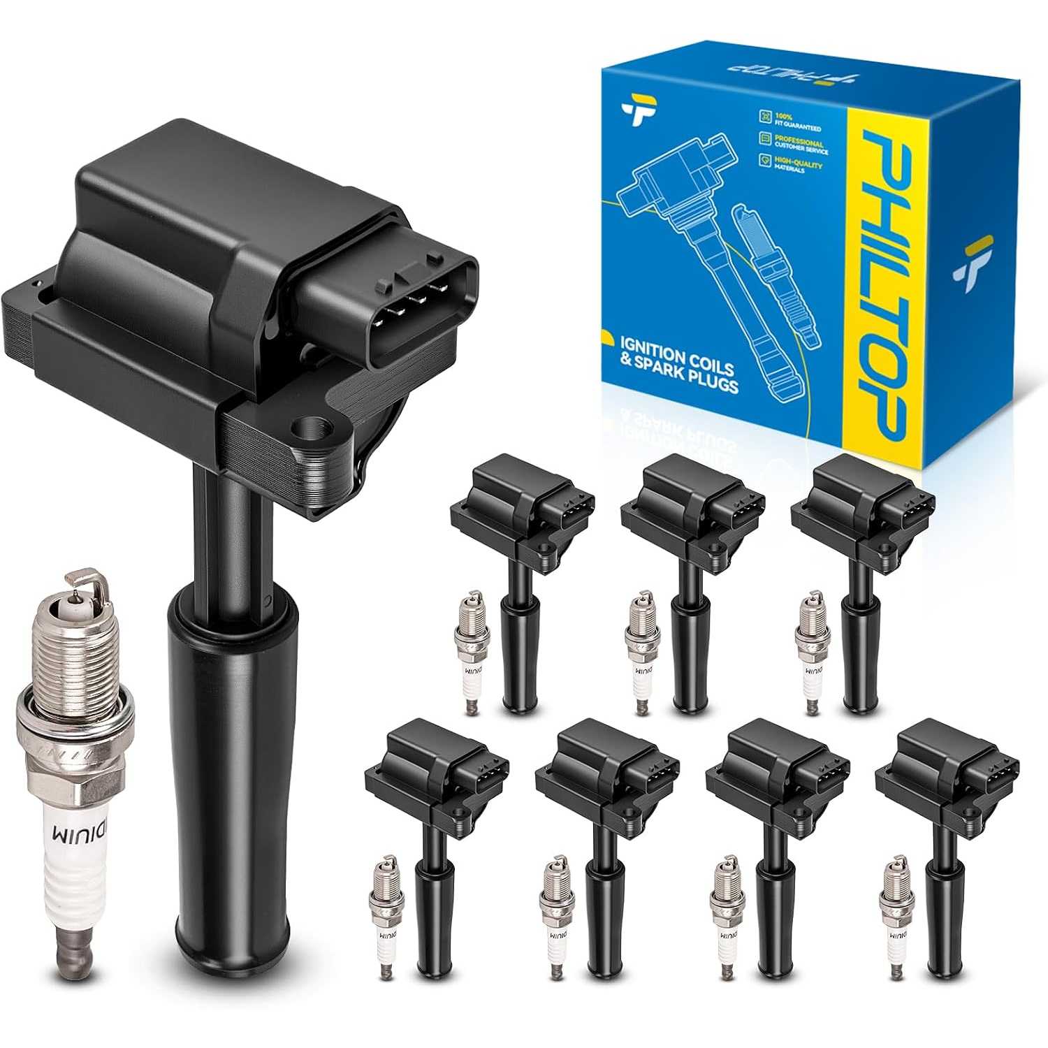 Ignition Coil Pack and Iridium Spark Plugs Fits for Jaguar 1999-2002 XK8, Jaguar 1999-2003 XJ8