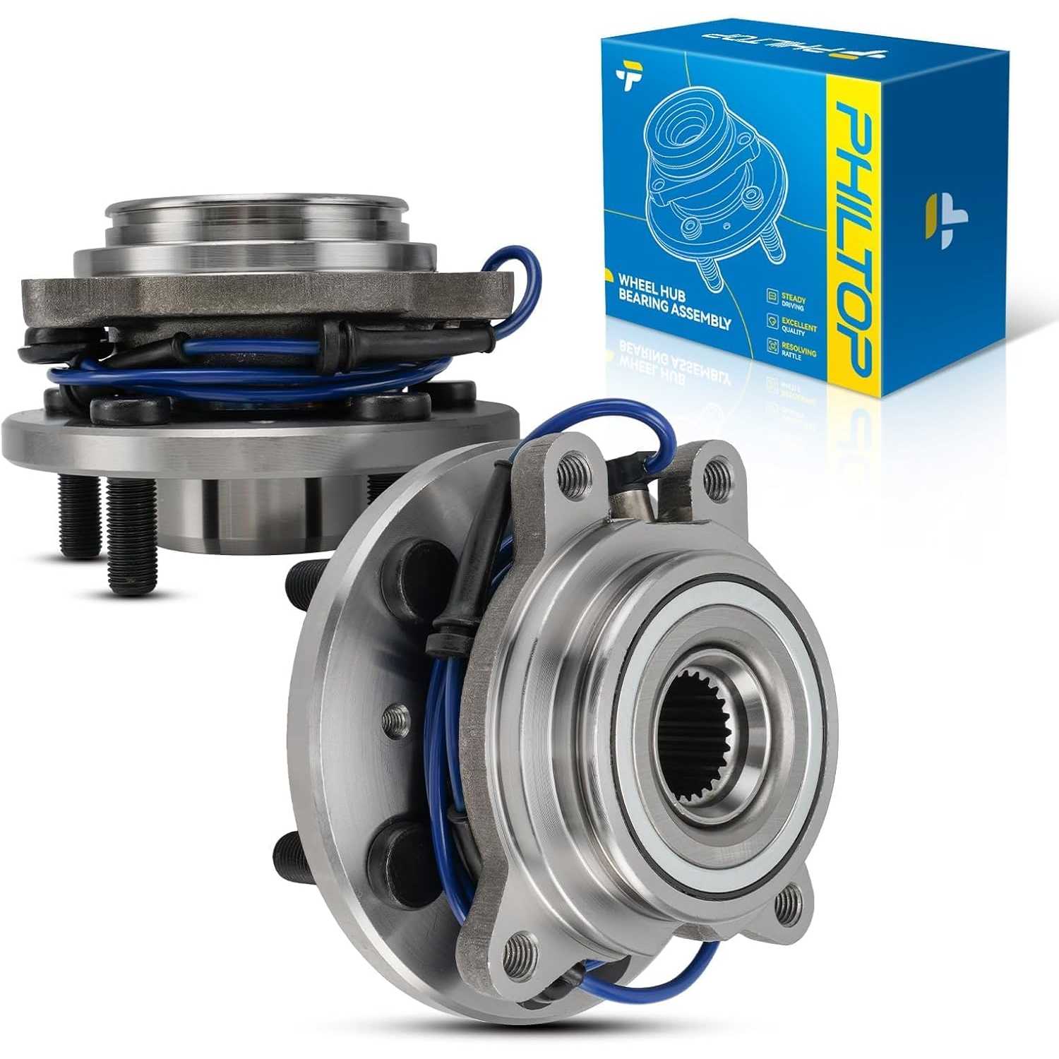 515164 x2 Front Wheel Bearing Fit for Land Rover Discovery 1999-2004, 5 Lugs Wheel Hub Assembly W/ABS