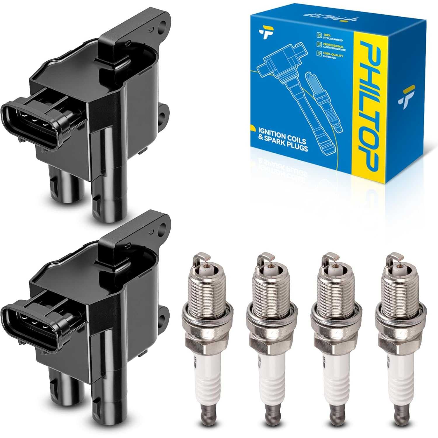 Ignition Coil Pack and Iridium Spark Plugs Fits for Toyota 1997-2001 Camry 2.2L, Toyota 1998-2000 RAV4 2.0L