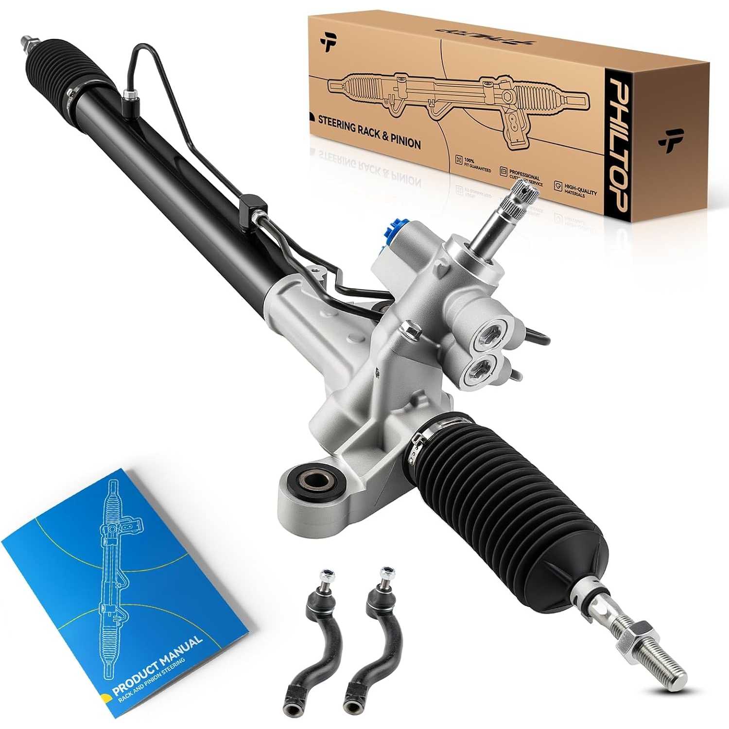 Hydraulic Power Steering Rack & Pinion Kit for 2008-2012 Accord, with Outer Tie Rod Ends, Replace# 26-2746