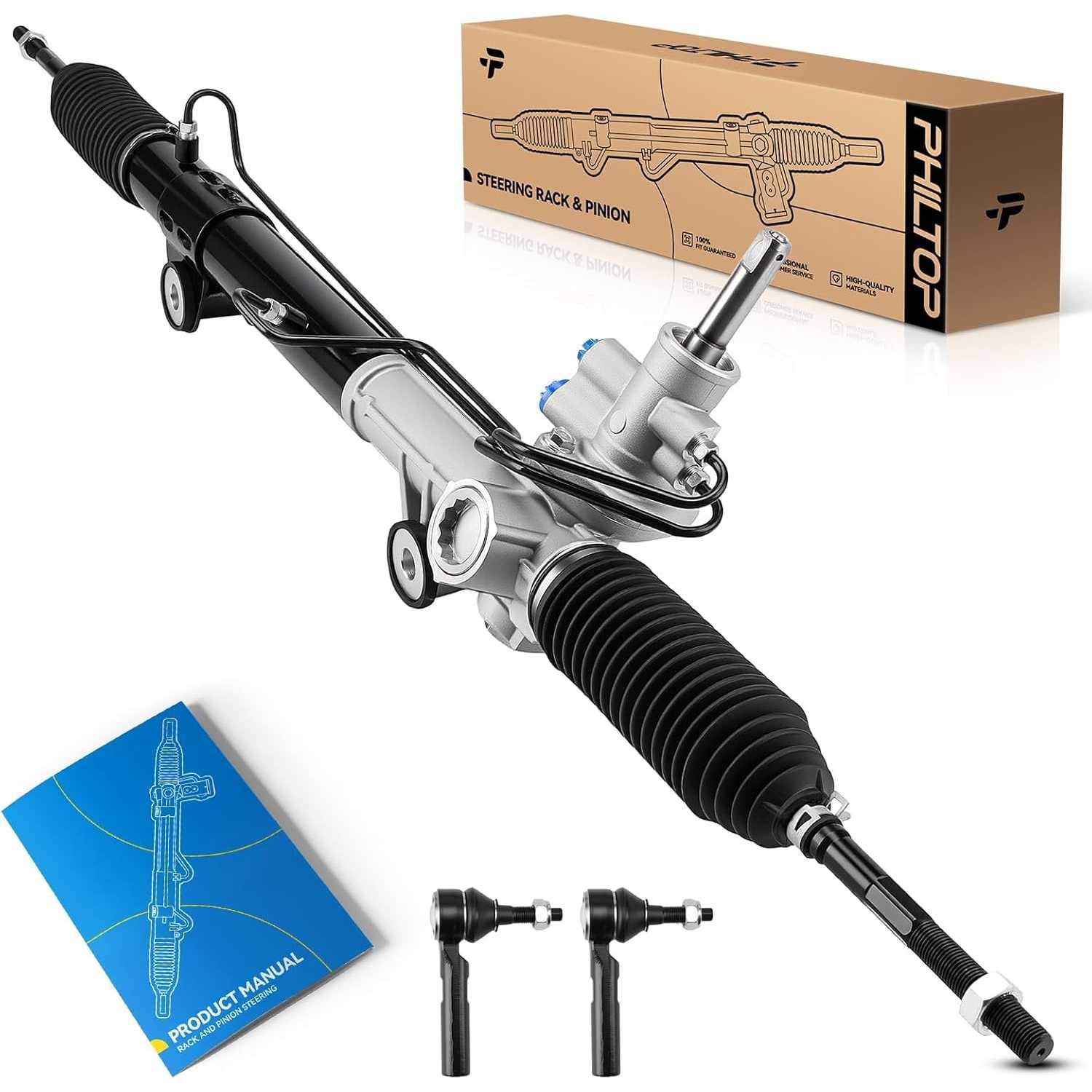 Hydraulic Power Steering Rack & Pinion Kit for 2005-2010 Dakota, Raider, with Outer Tie Rod Ends, Replace# 26-2143