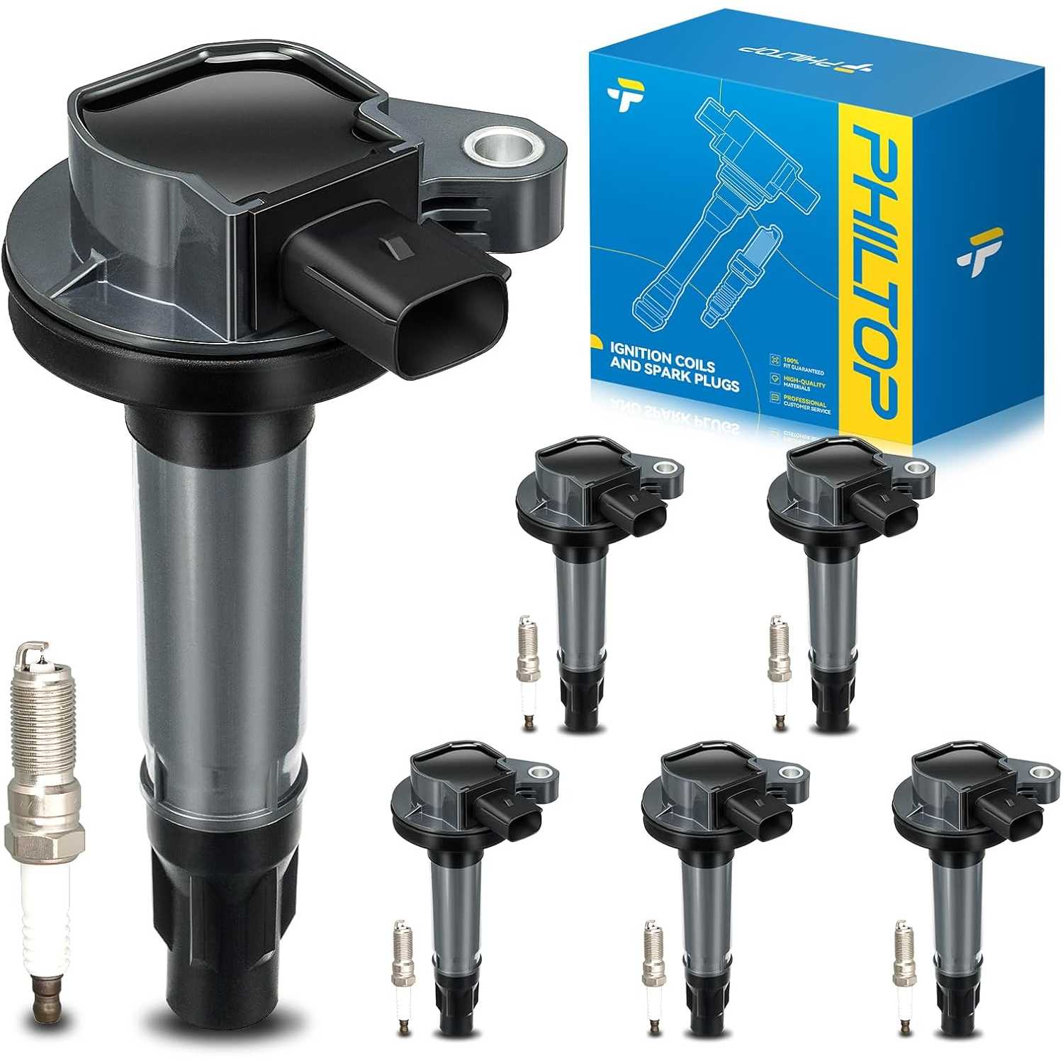 Ignition Coil Pack and Iridium Spark Plugs Fits for Ford 2012-2017 Explorer 3.5L, 2012-2016 Edge 3.5L