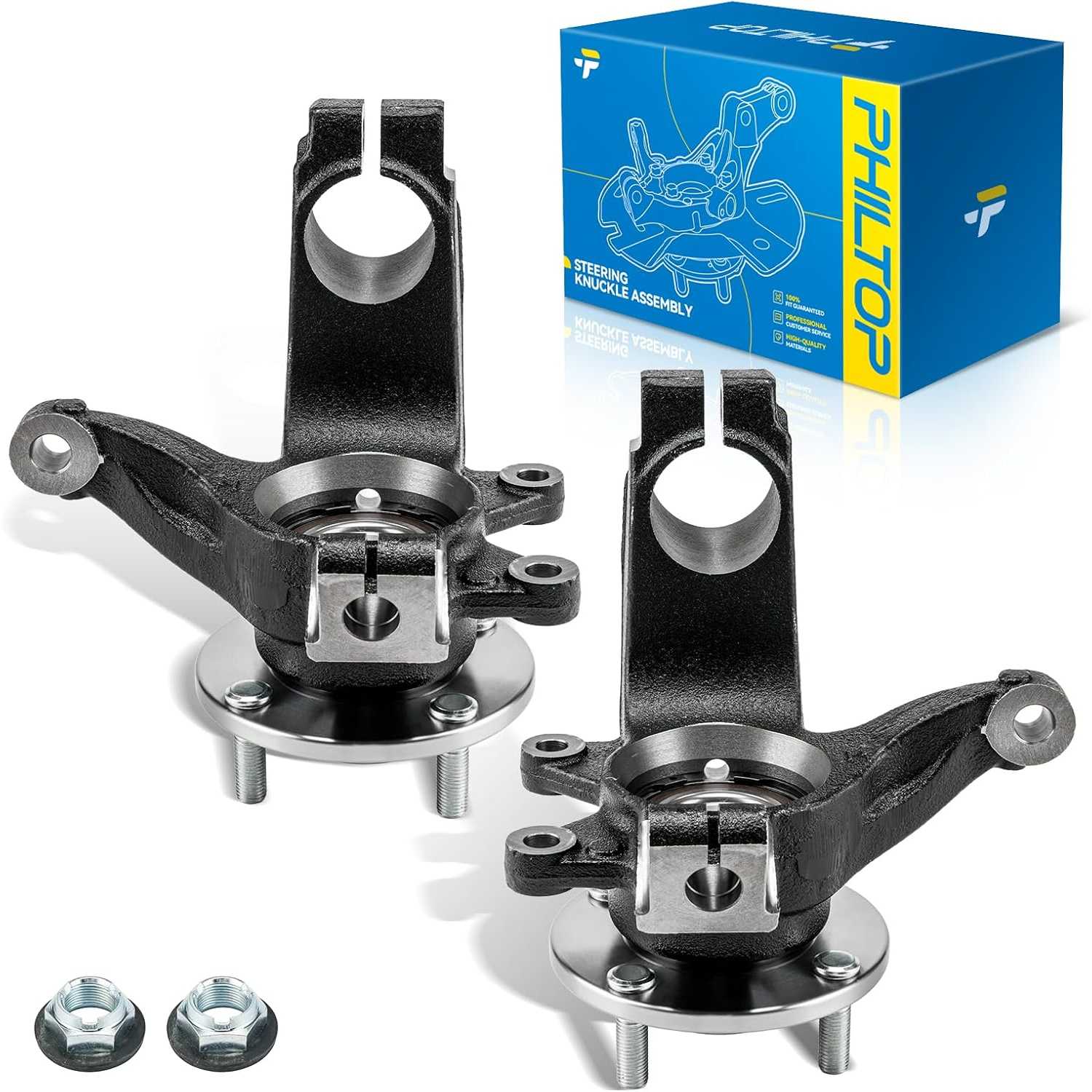 2 x Front Left and Right Knuckle Wheel Hub Bearing for Ford Focus, | for Ford Focus 2006-2011 Replaces 698406+698407