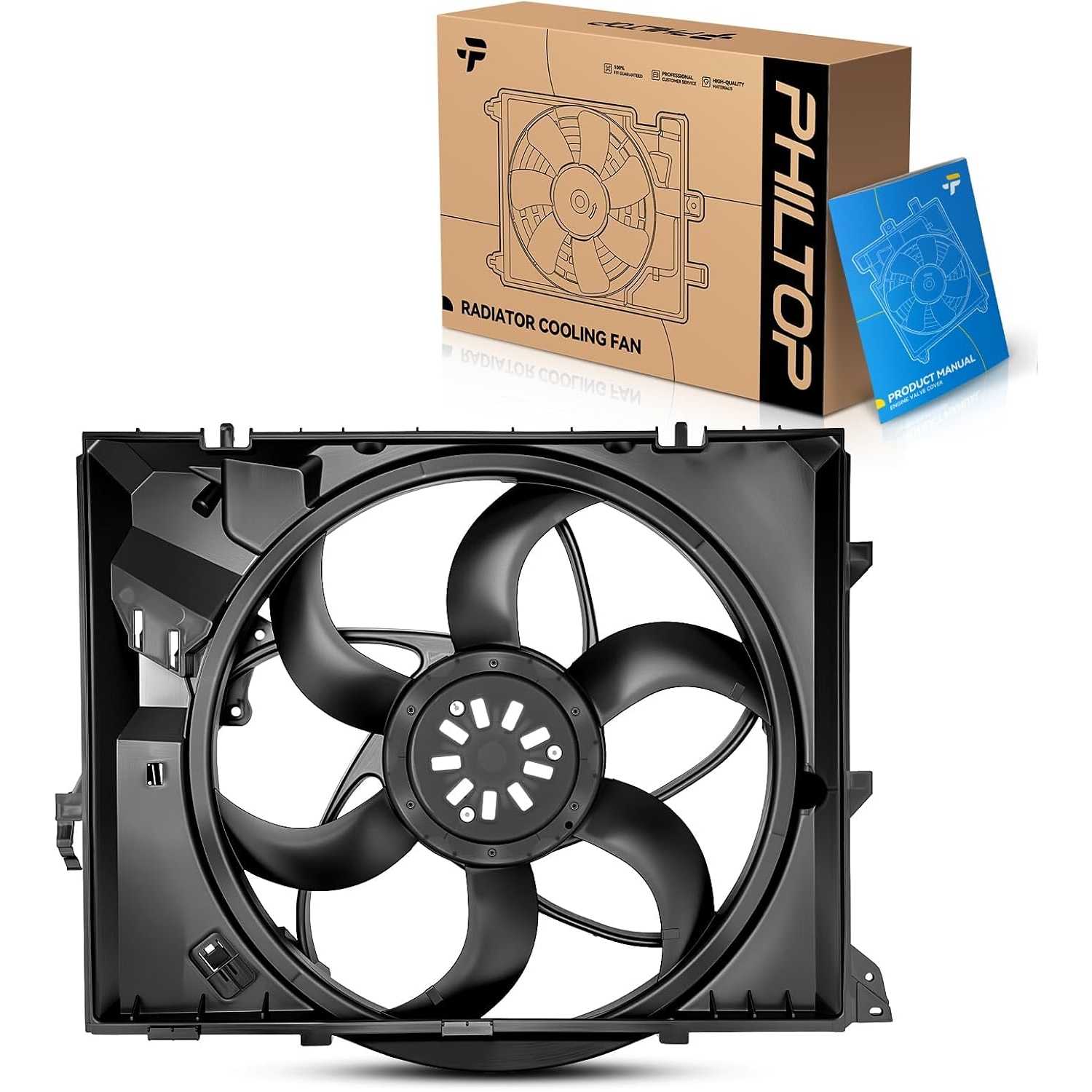 Engine Cooling Radiator Fan Assembly for 2008-2013 128i, 2006 325i/330i/325xi/330xi, 2007-2013 328i