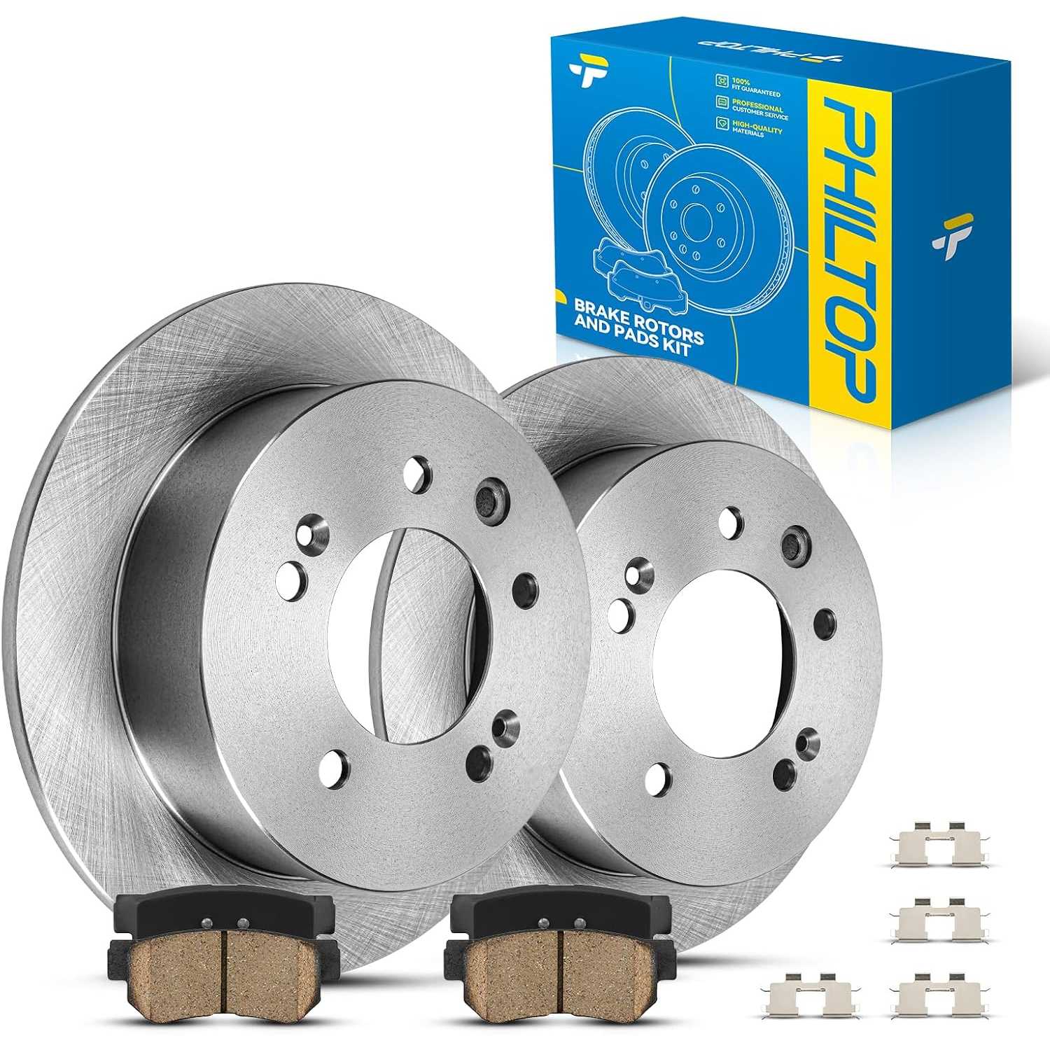 Rear Brake Pads and Rotors for Hyundai Elantra 2007-2008, 2.0L 2009-2010, (10.31in, 261.9mm) Brakes and Rotors
