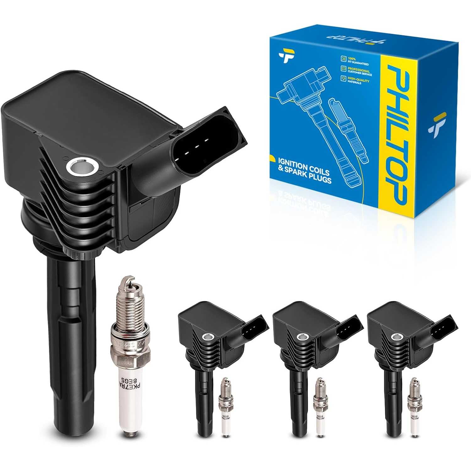 Ignition Coil Pack and Iridium Spark Plugs Fits for Volkswagen 2013 2016-2019 Jetta 1.4T