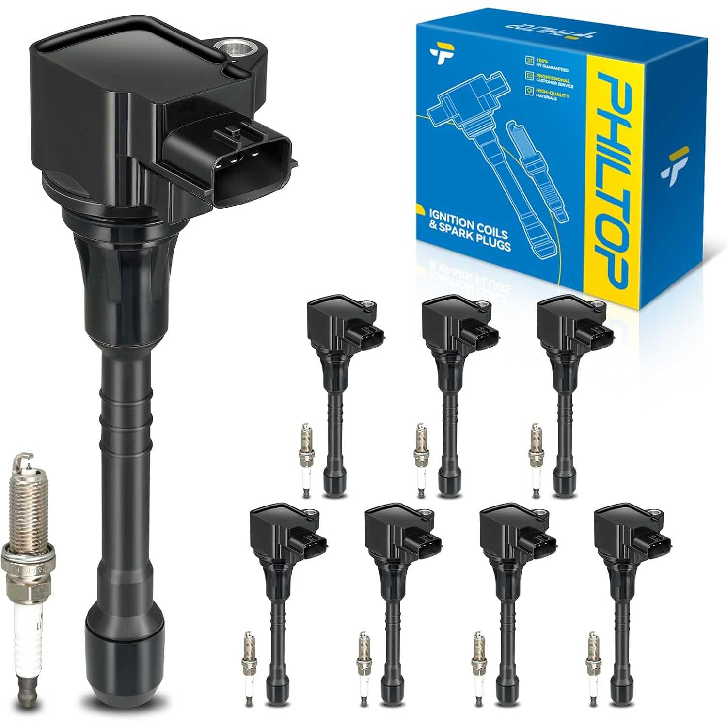 Ignition Coil Pack and Iridium Spark Plugs Fits for INFINITI 2014-2023 QX80, Nissan 2017-2020 2022 Armada