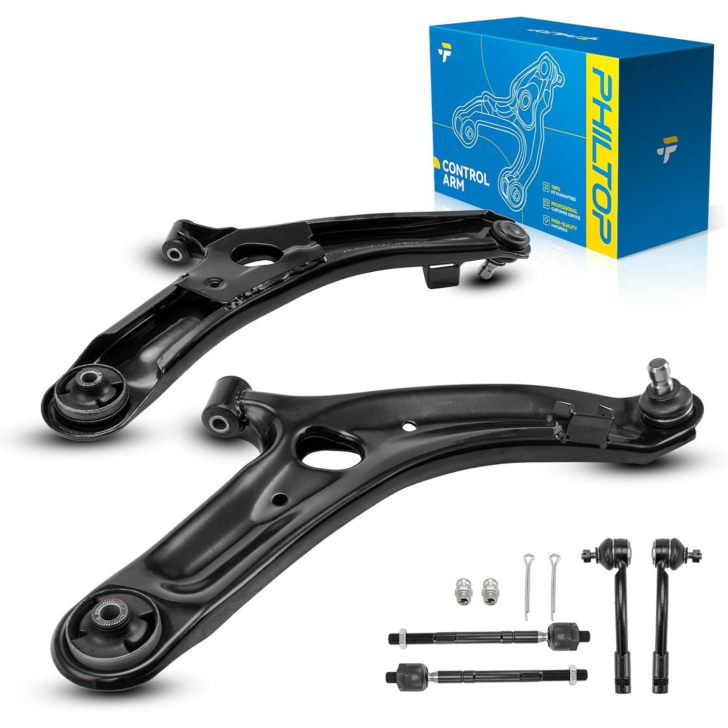 6Pcs Front Lower Control Arm w/Ball Joint Outer Inner Tie Rod End Fit for 2012-2013 Soul(Automatic)