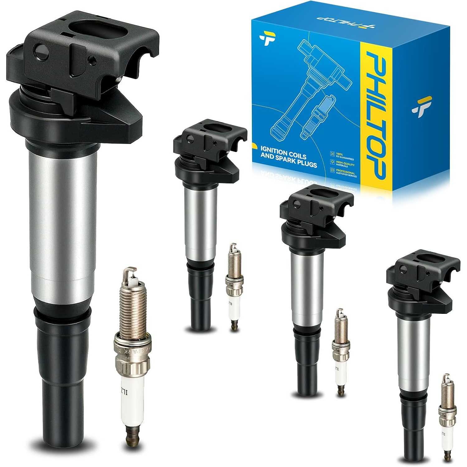 Ignition Coil Pack and Iridium Spark Plugs Fits for Mini 2008-2013 Cooper 1.6T, Mini 2011-2016 Cooper Countryman 1.6T
