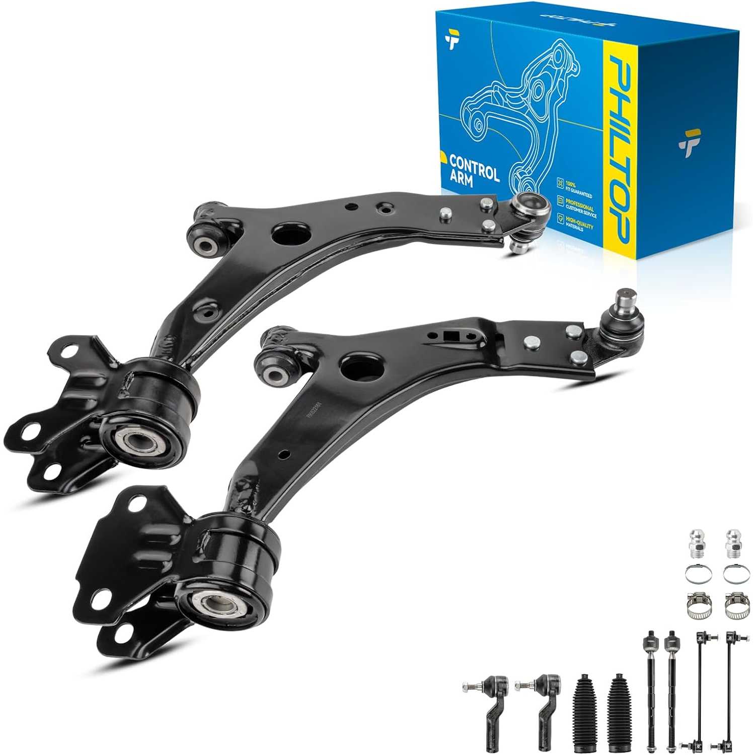 Front Suspension Kit Lower Control Arm w/Ball Joint & Sway Bar End Links & Inner Outer Tie Rod End Compatible with Fo...