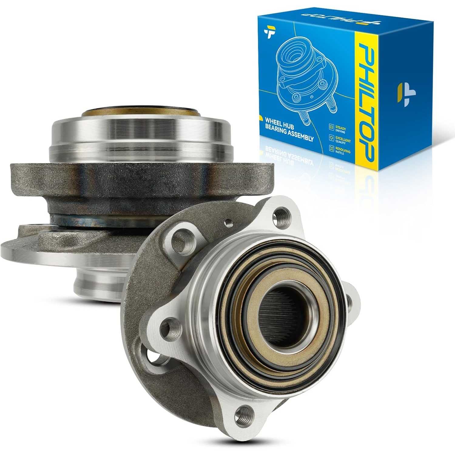 513208 x2 Front Wheel Hub Assembly Fit for Volvo XC90 2003-2007, 5 Lugs Wheel Hub Bearings No ABS