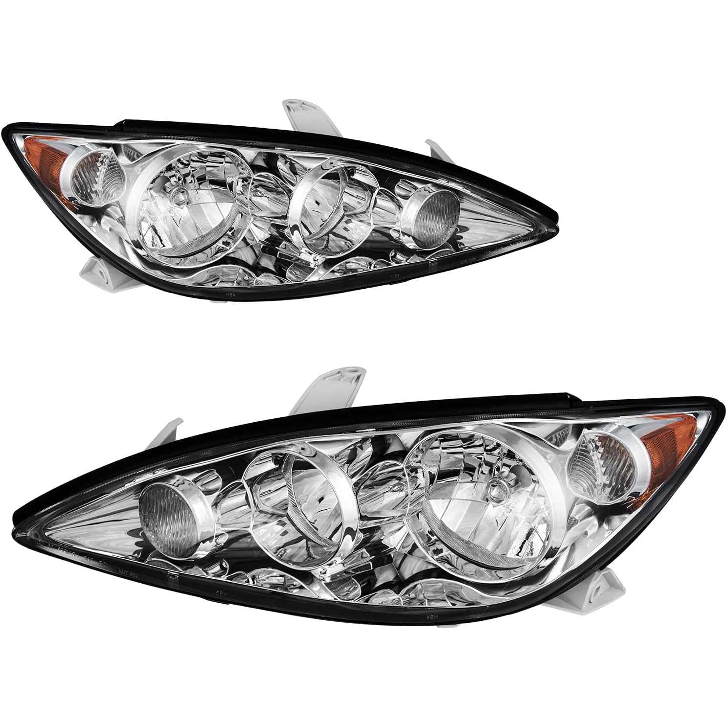 Headlight Assembly fit for 2005-2006 Toyota Camry 3.0L/2.4L | Amber Reflector, Chrome Housing, Driver and Passenger Side
