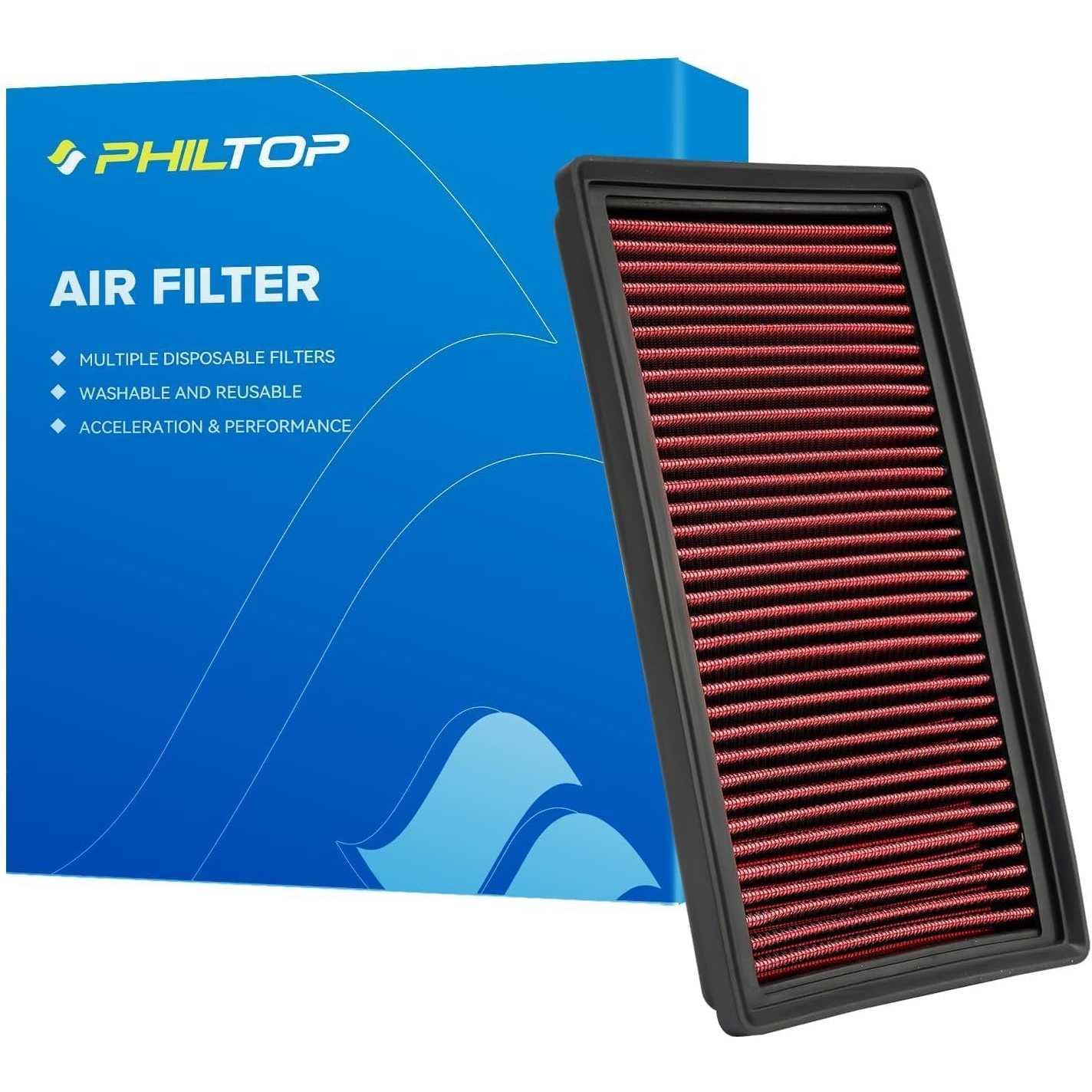 PHILTOP Engine Air Filter High Flow | Toyota Corolla 2018-2022 Fiat 500X 2018-2021 Lexus ES300h 2021 | CA12289