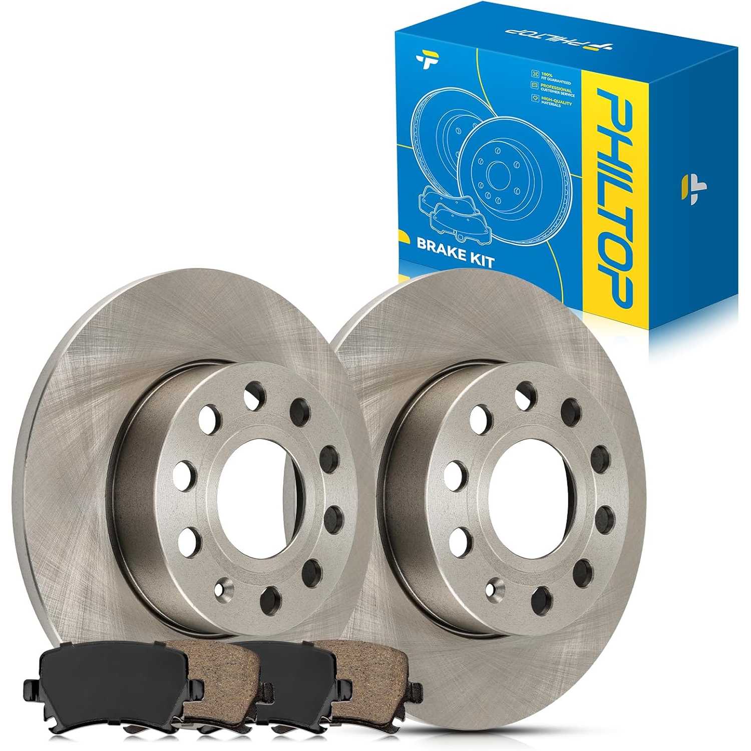 Rear Brake Rotor and Pad Kit Compatible With Volkswagen 2005-2010 Jetta, Volkswagen 2006-2009 Rabbit