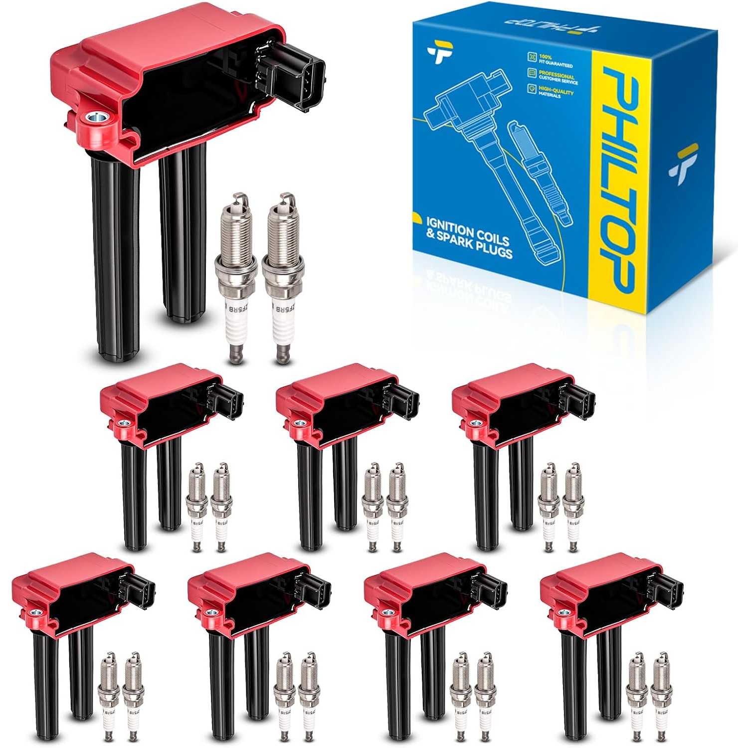 Ignition Coil Pack and Iridium Spark Plugs Fits for Ram 2011-2022 1500 5.7L, 2019-2023 1500 Classic 5.7L