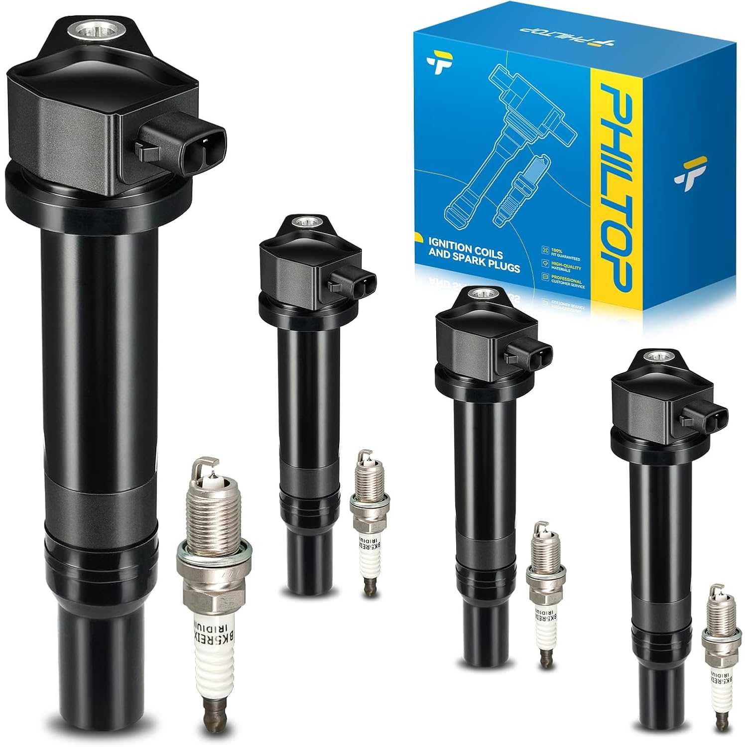 Ignition Coil Pack and Iridium Spark Plugs Fits for Hyundai 2006-2011 Accent, Kia 2006-2011 Rio, Kia 2006-2011 Rio5