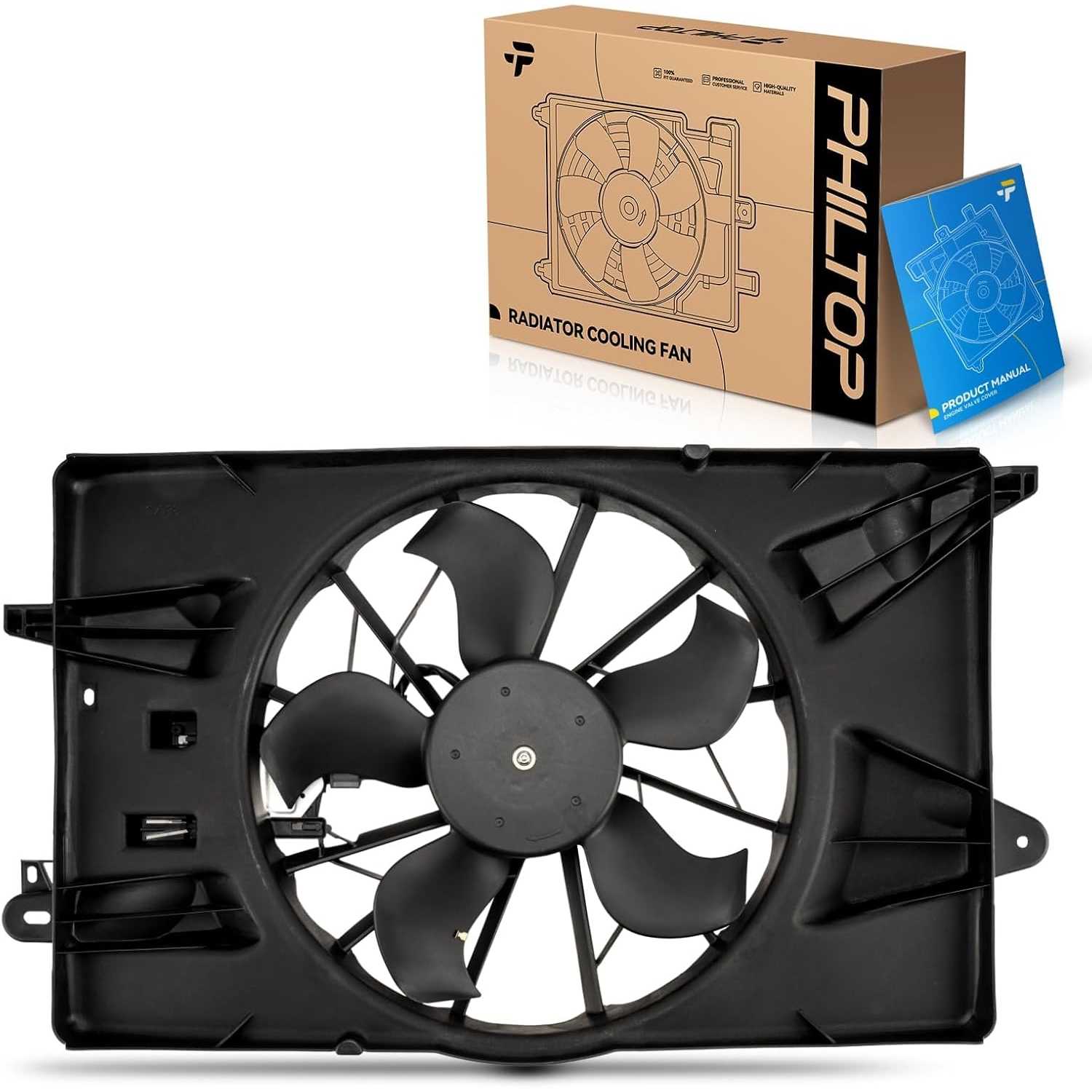 621115 Radiator Cooling Fan Assembly, Compatible with 2013-2016 Dart, Replace # 55111482AC, 68189127AA, 55111482AB