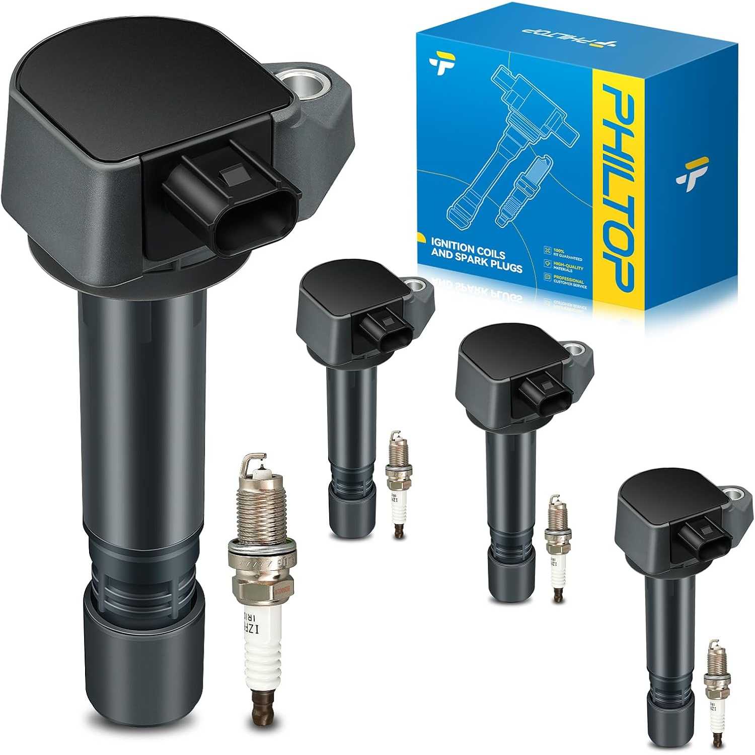 Ignition Coil Pack and Iridium Spark Plugs Fits for Honda 2006-2011 Civic 1.8L, 4PCS UF582