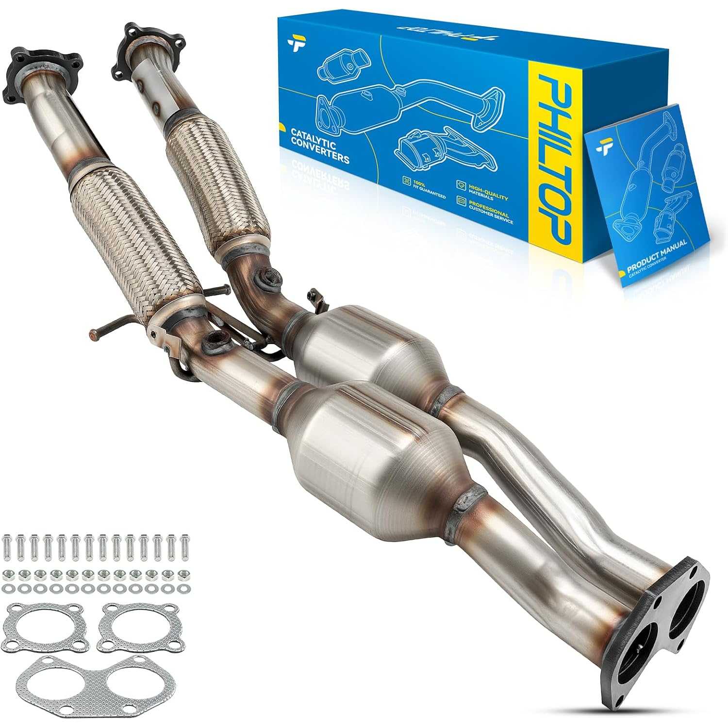 Catalytic Converter Kit Compatible with Volvo 2007-2014 XC90 3.2L Replace# 16666, 644007, 21506