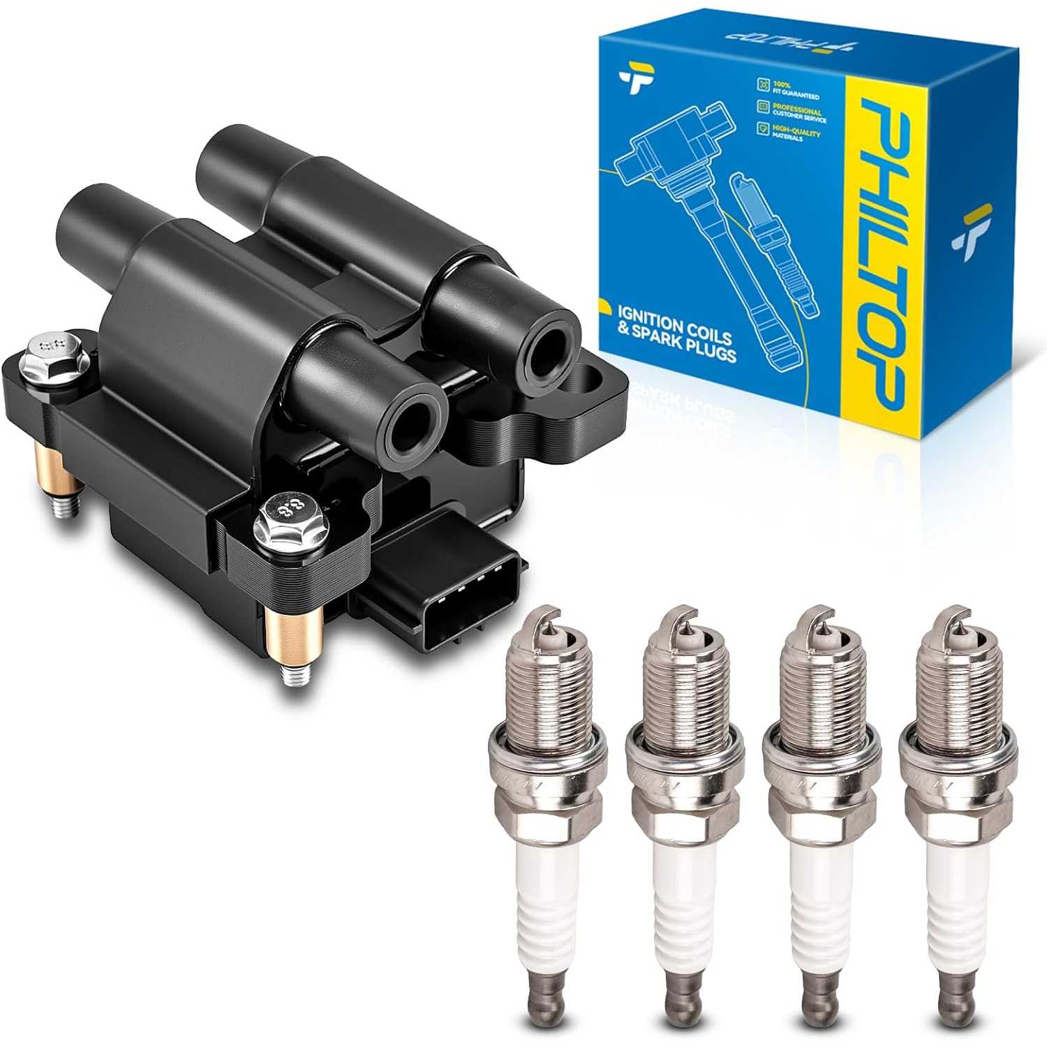 Ignition Coil Pack and Iridium Spark Plugs Fits for Subaru 2005-2009 Outback 2.5L, 2005-2010 Impreza 2.5L