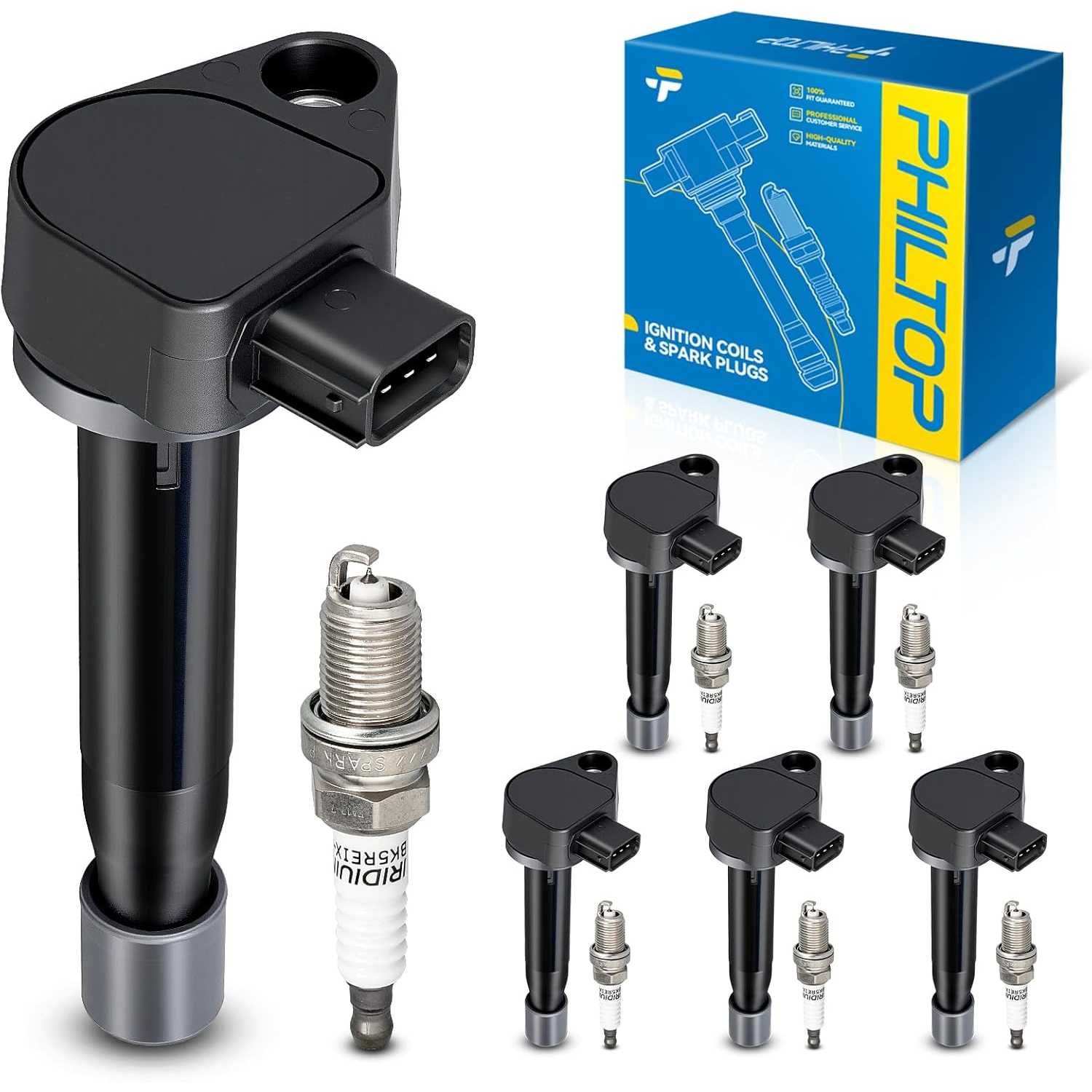 Ignition Coil Pack and Iridium Spark Plugs Fits for Honda 1999-2004 Odyssey, Honda 2000-2002 Accord 3.0L