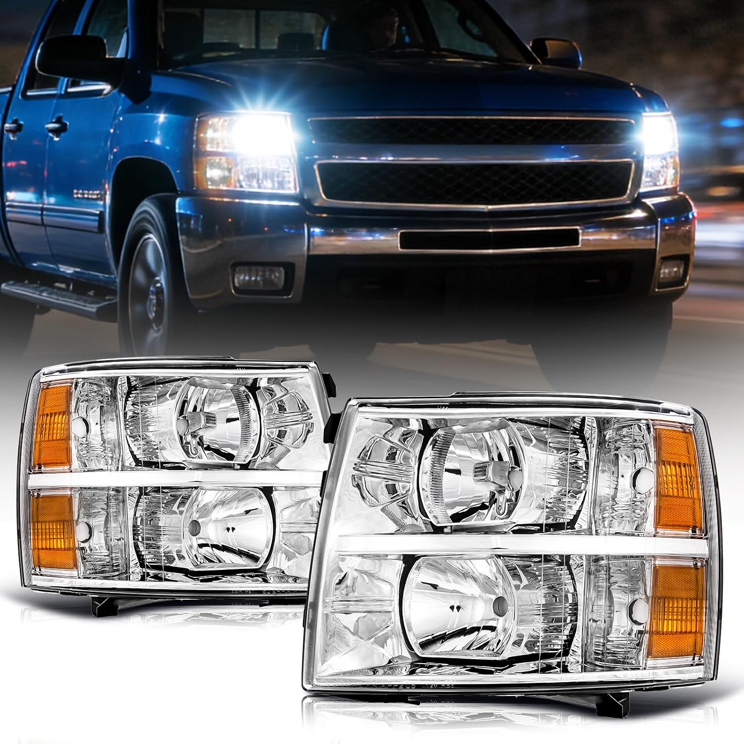 Headlights Assembly Compatible with 2007-2013 Chevry Silverado 1500 2500 HD 3500 HD