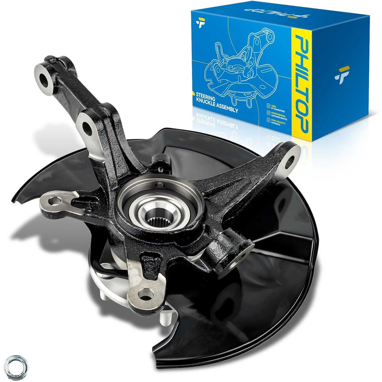 Front steering knuckle and hub assembly Compatible with 2006-2011 Honda Civic,Passenger Side