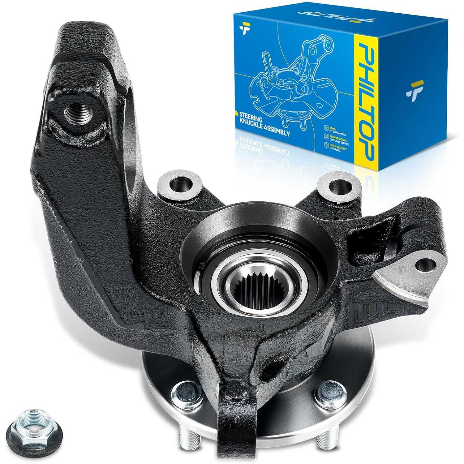 Front steering knuckle and hub assembly Compatible with 2006-2011 Ford Focus,Driver Side