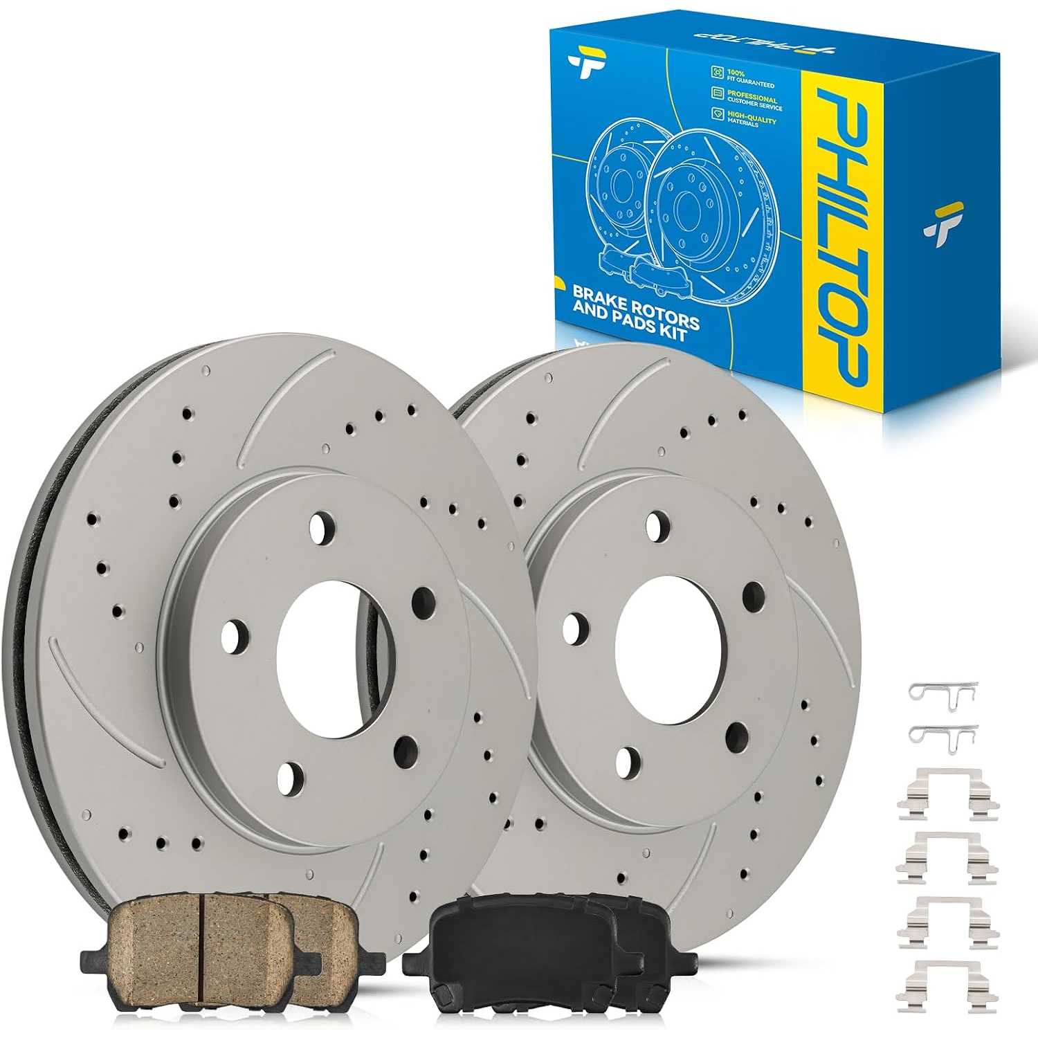 Front Brakes and Rotors for Chevy HHR 2006-2011, Drilled and Slotted Rotors and Brake Pads Kit (10.85inch, 275.7MM)