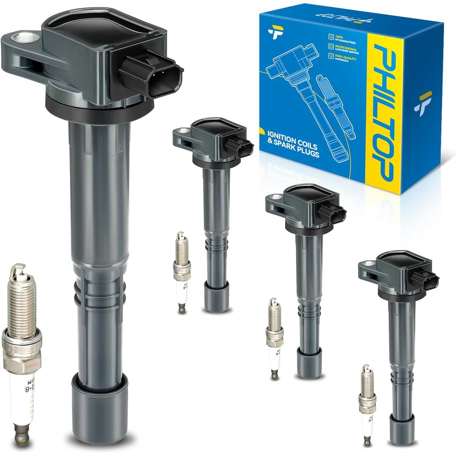 Ignition Coil Pack and Iridium Spark Plugs Fits for Honda 2010-2014 CR-V, 2008-2012 Accord 2.4L, 2012-2015 Civic 2.4L