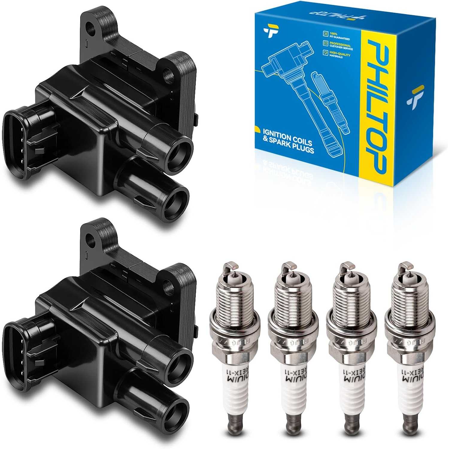 Ignition Coil Pack and Iridium Spark Plugs Fits for Toyota 1998-1999 Corolla, Chevrolet 1998-1999 Prizm, 2PCS UF246