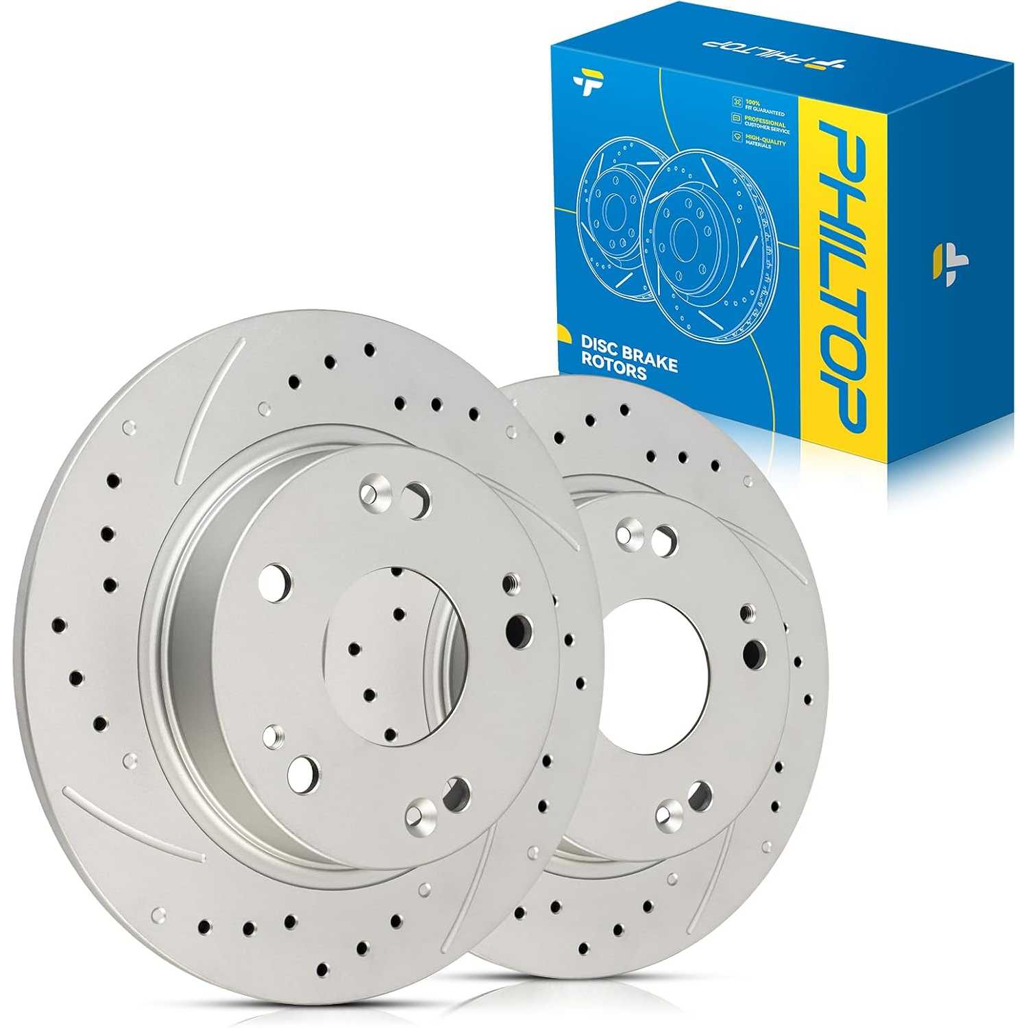 31420 Rear Drilled and Slotted Brake Rotors For Honda 2006-2015 Civic