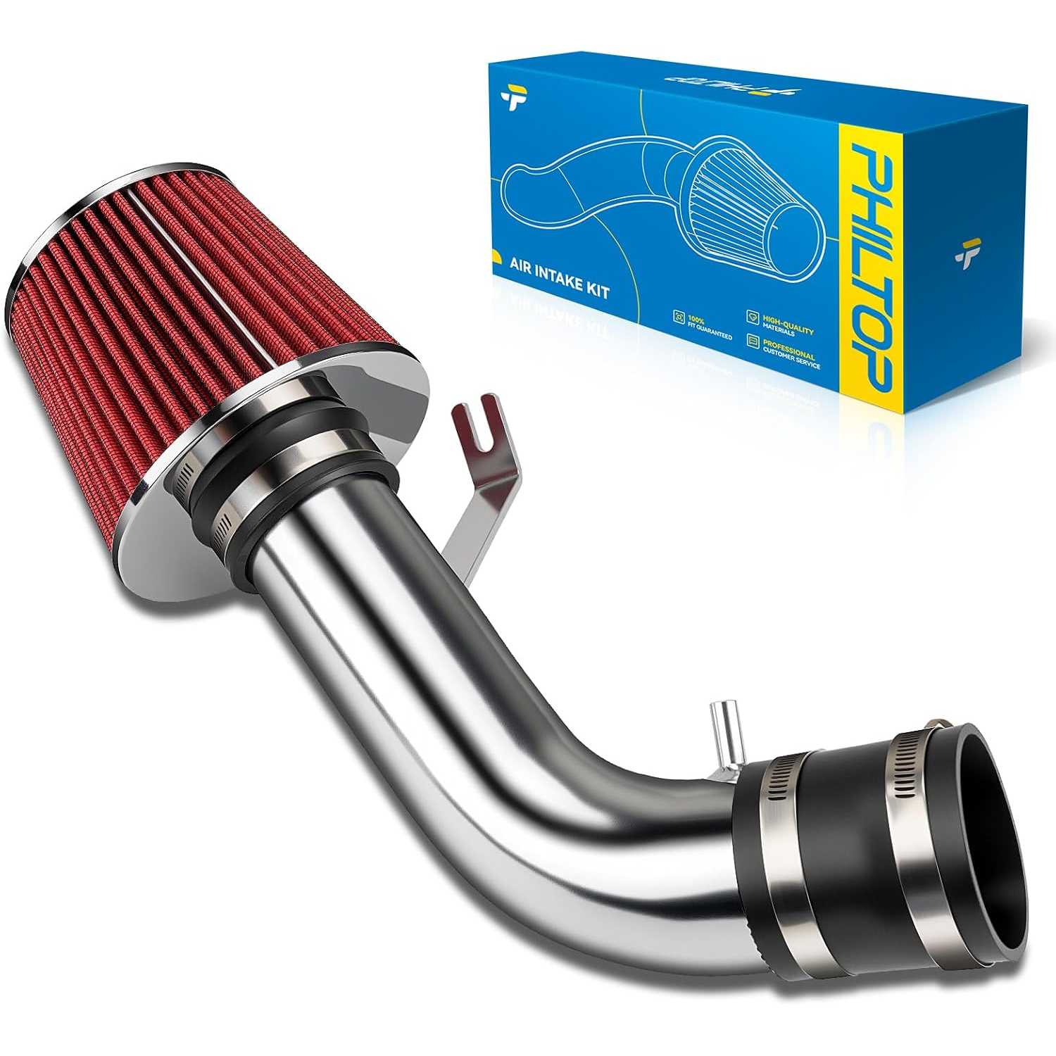 2.75" Cold Air Intake Kit Compatible with 2003 2004 2005 2006 2007 2008 Hyundai Tiburon 2.0L, Red, Improved Horsepower