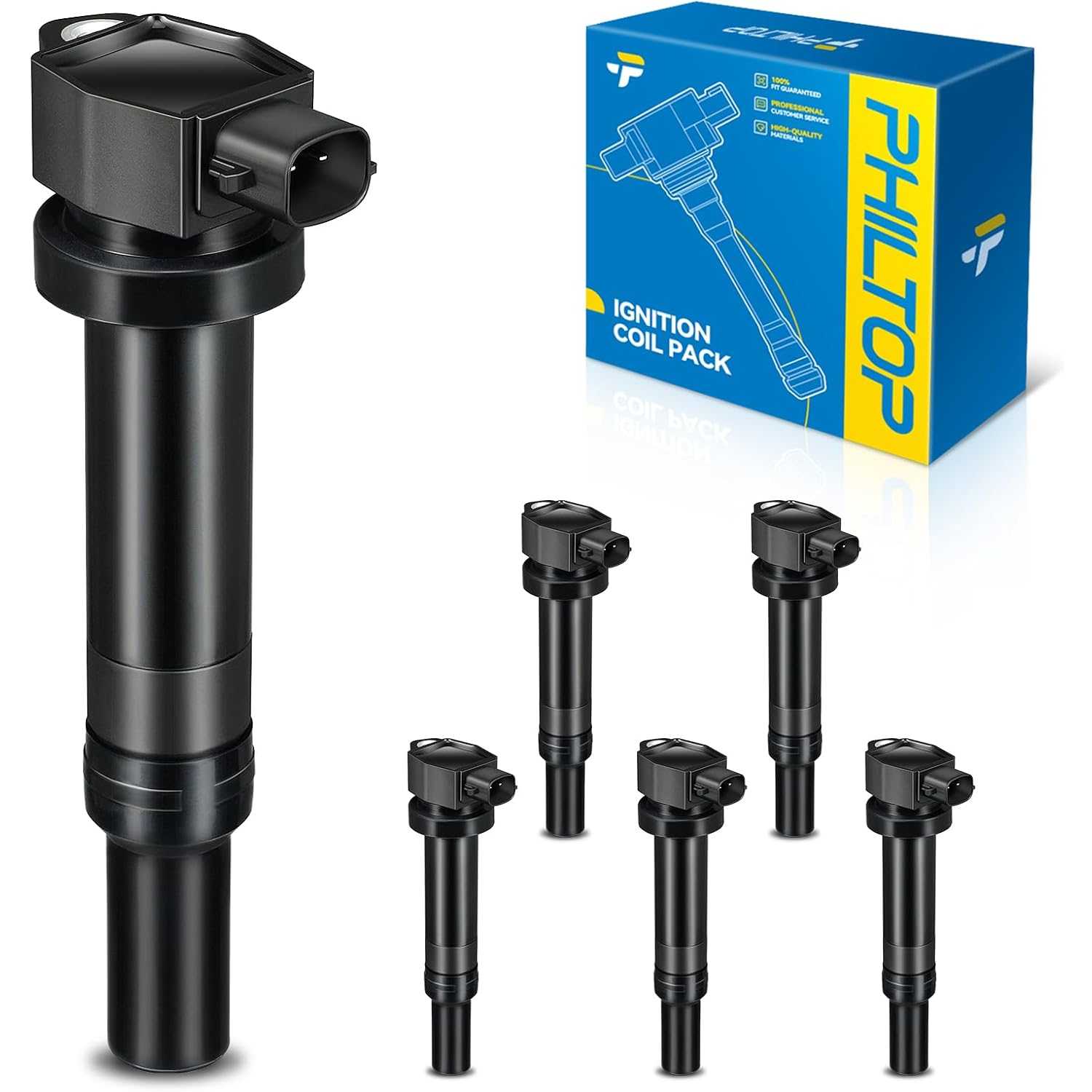 Ignition Coil Pack, Compatible with Santa Fe 2007-2009, Rondo 2007-2010, Optima 2006-2010 V6 2.7L, UF558